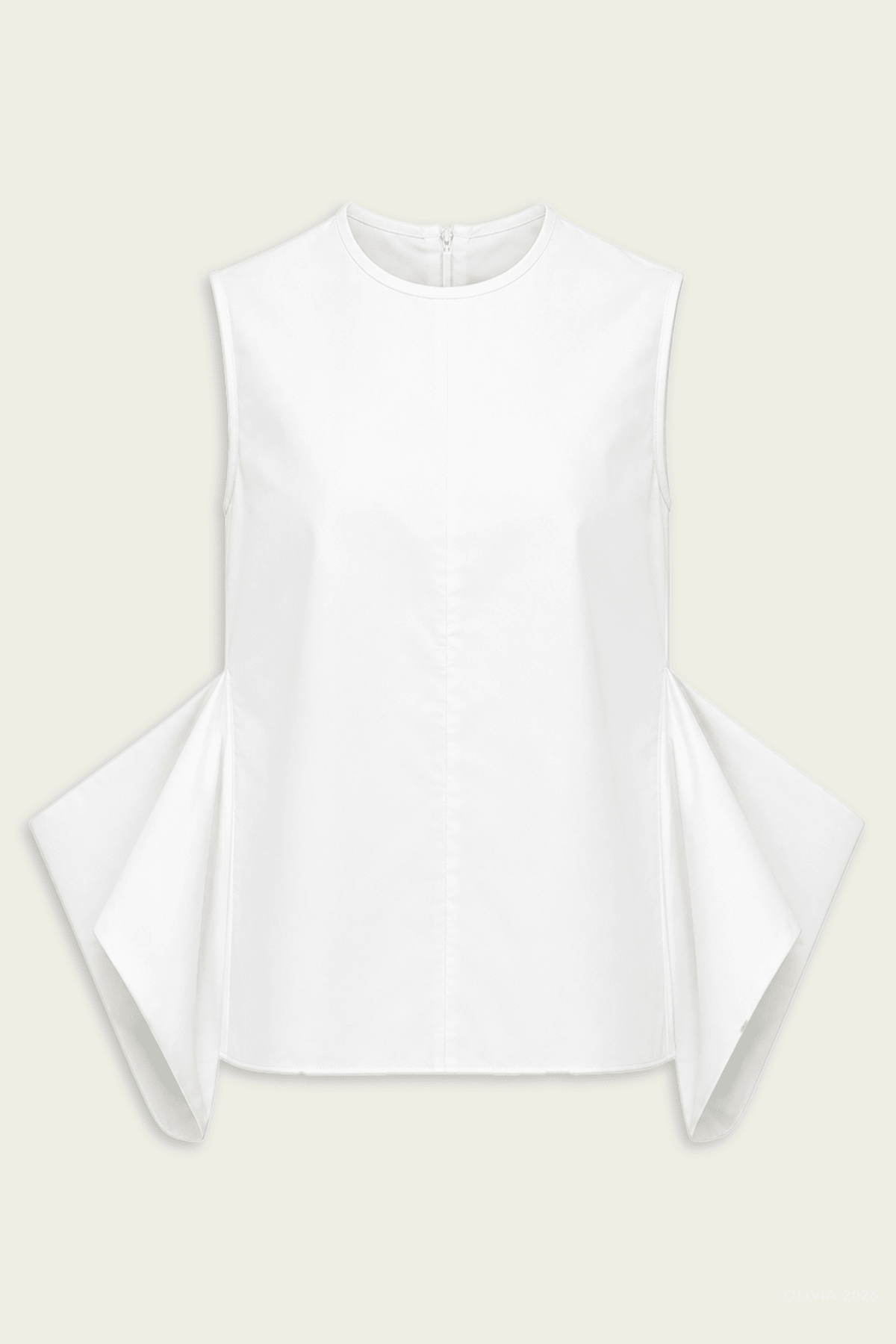 Eco Poplin Side Drape Top in White - shop-olivia.com