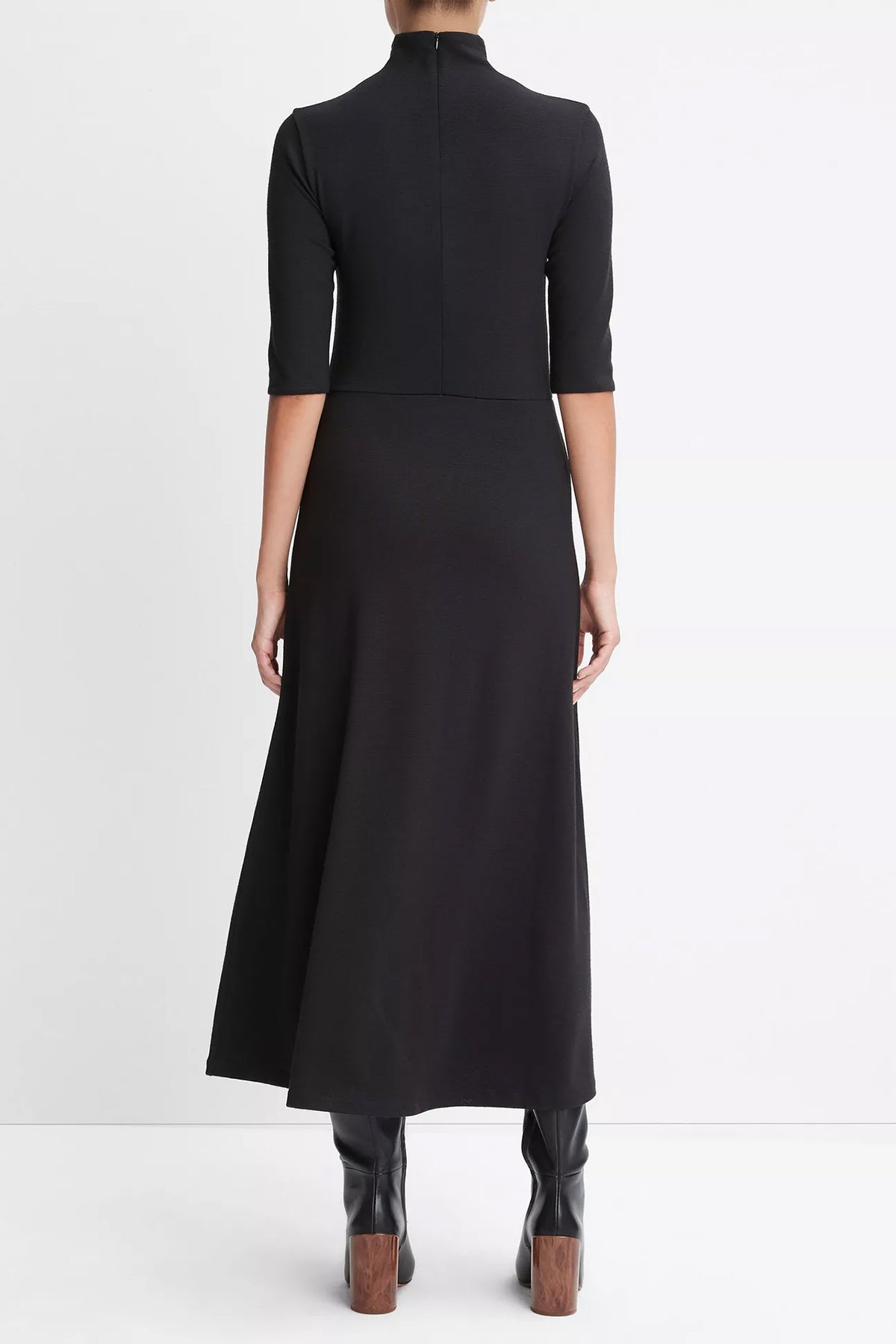 Elbow - Sleeve Turtleneck Dress in Black - shop - olivia.com