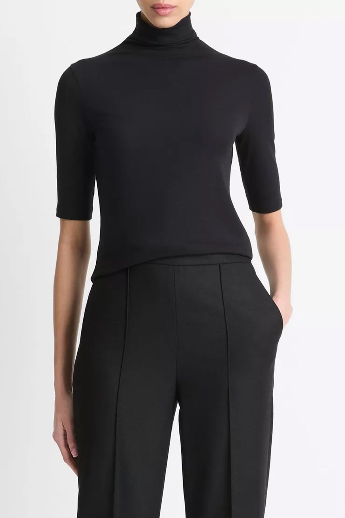 Elbow - Sleeve Turtleneck in Black - shop - olivia.com