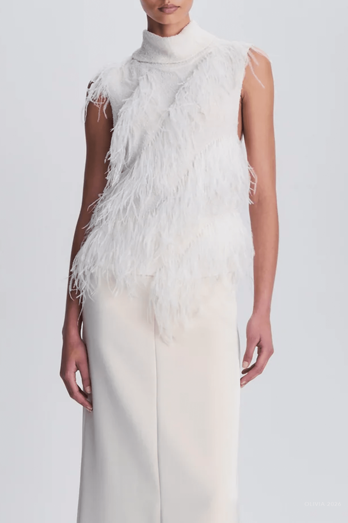 Elinor Feather Top in Ivory - shop-olivia.com