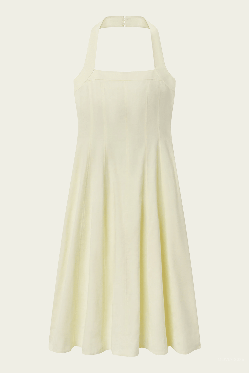 elvie halter midi dress Elinor Linen in Light Canary Sir elodie halter