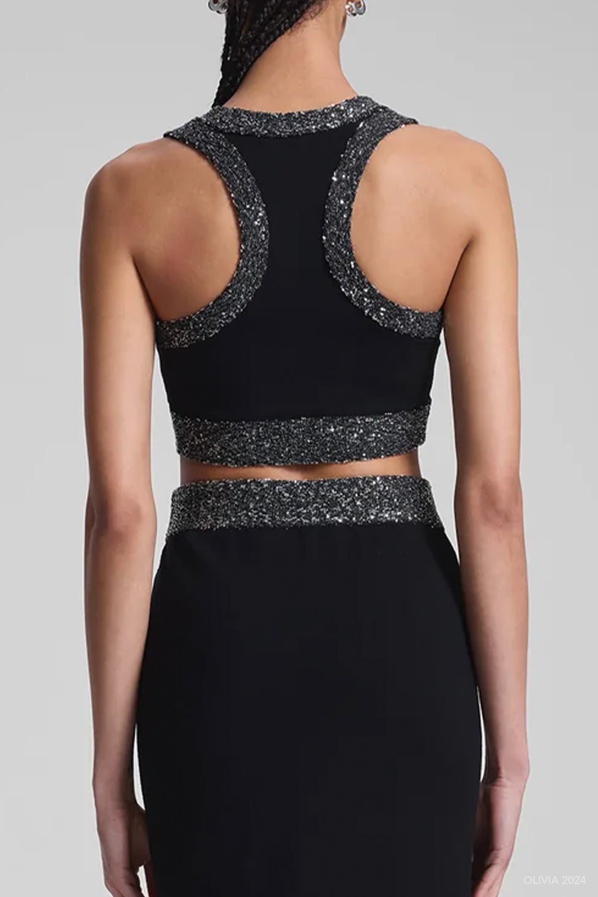 Elle Sequined Embellished Bra in Black - shop - olivia.com