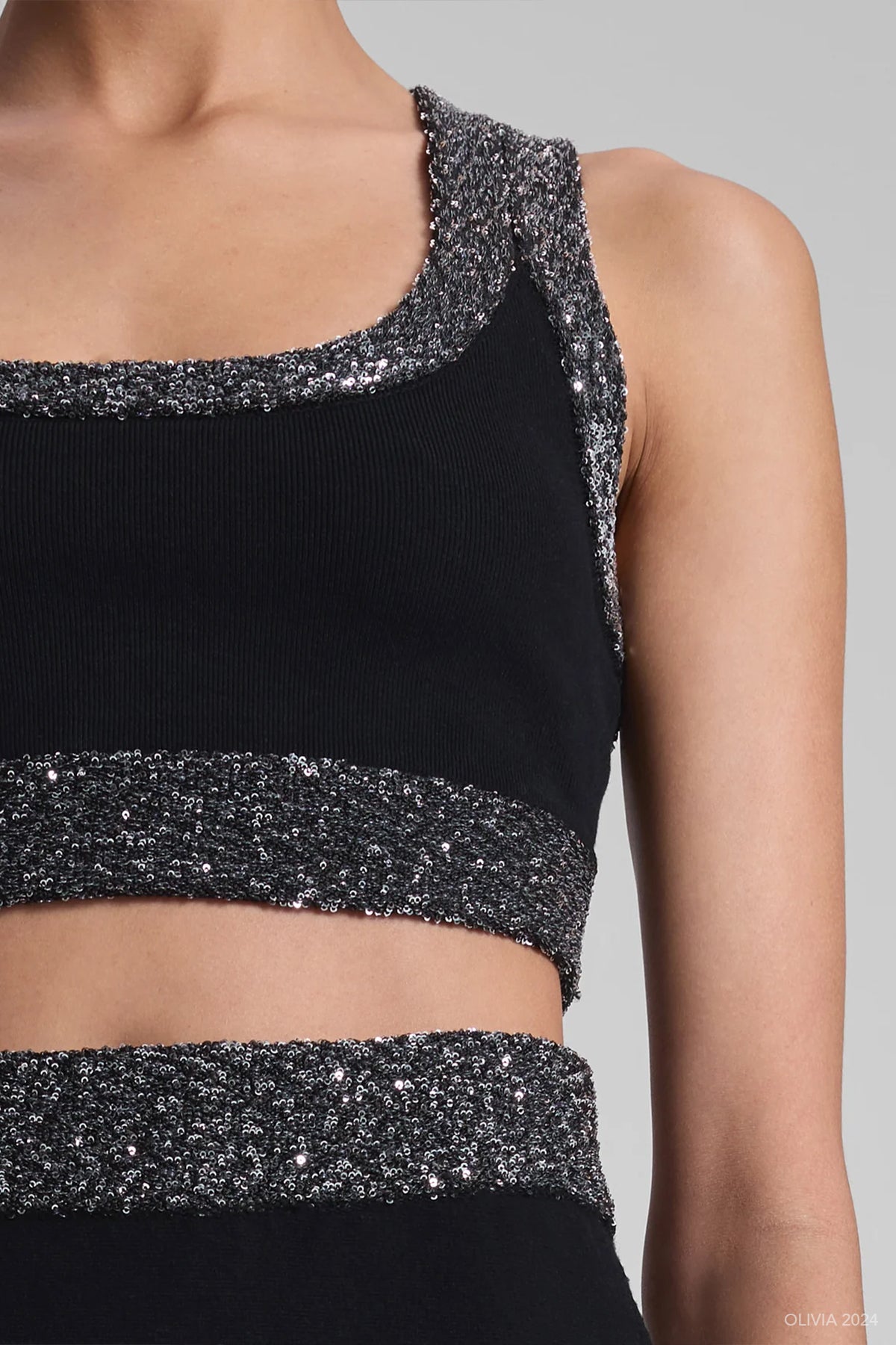 Elle Sequined Embellished Bra in Black - shop - olivia.com