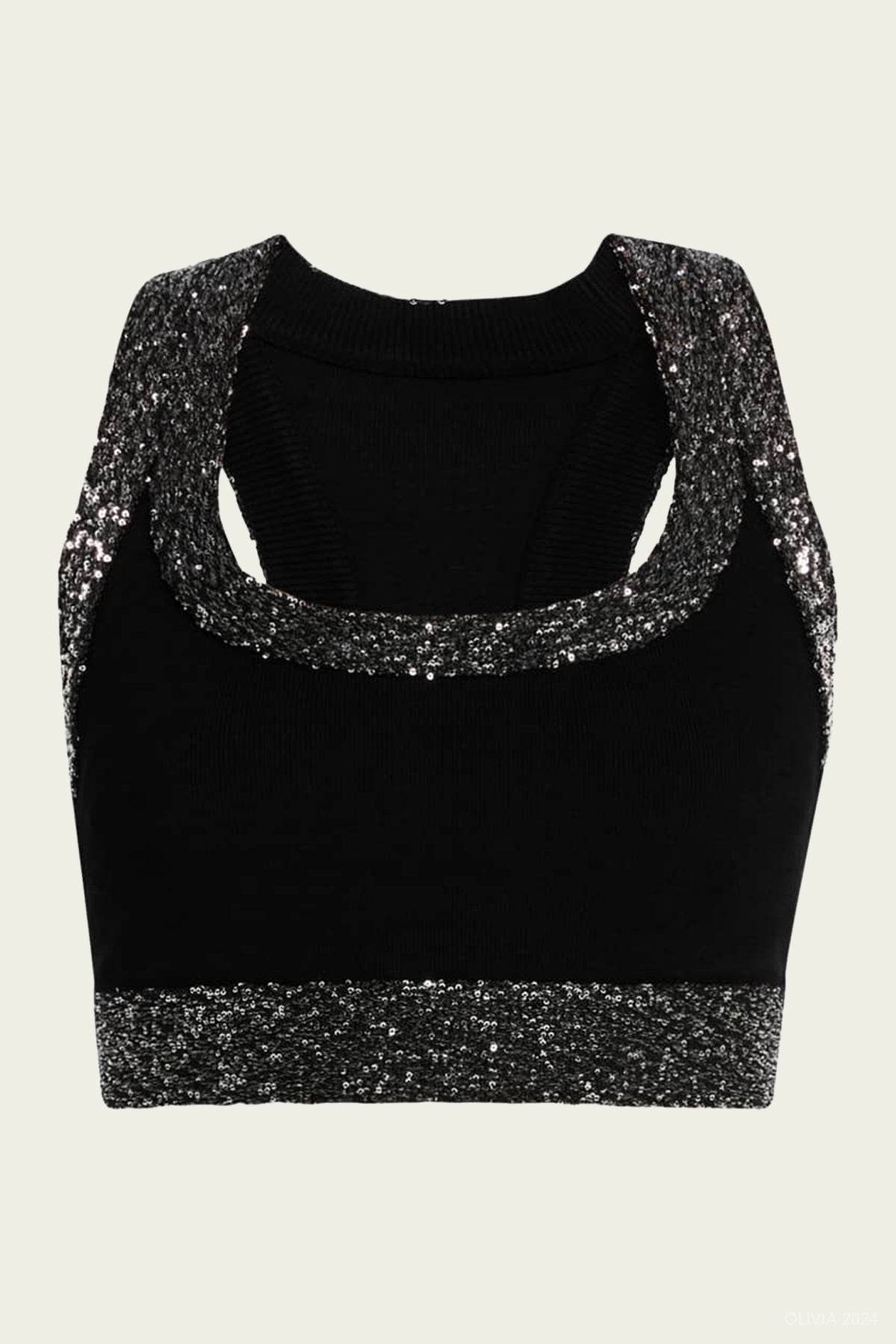 Elle Sequined Embellished Bra in Black - shop - olivia.com