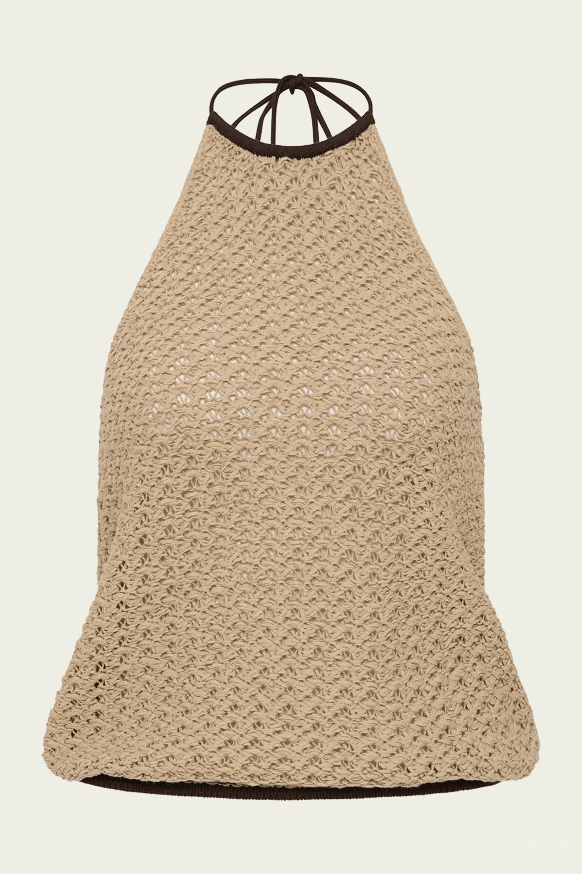 Ellinor Halter Top in Light Beige - shop-olivia.com