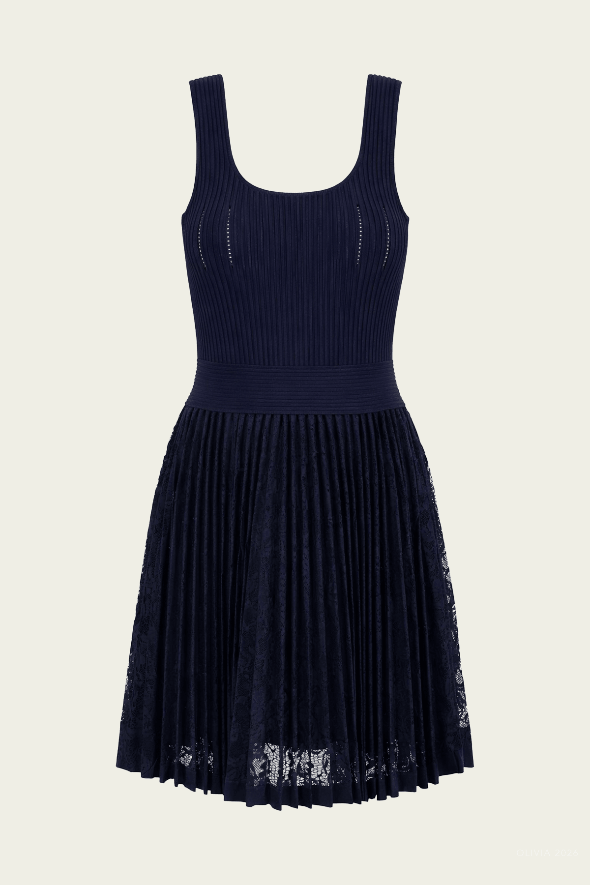Ellis Knit Lace Mini Dress in Midnight - shop - olivia.com