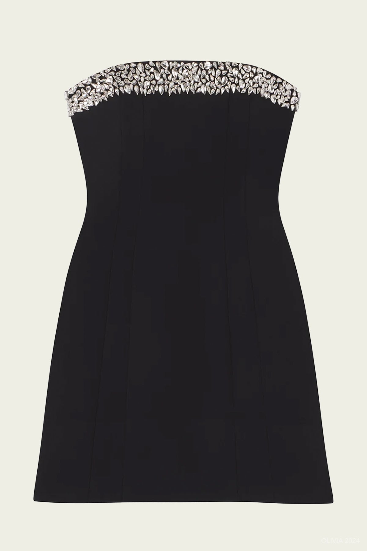 Elsie Strapless Embellished Mini Dress in Black - shop - olivia.com