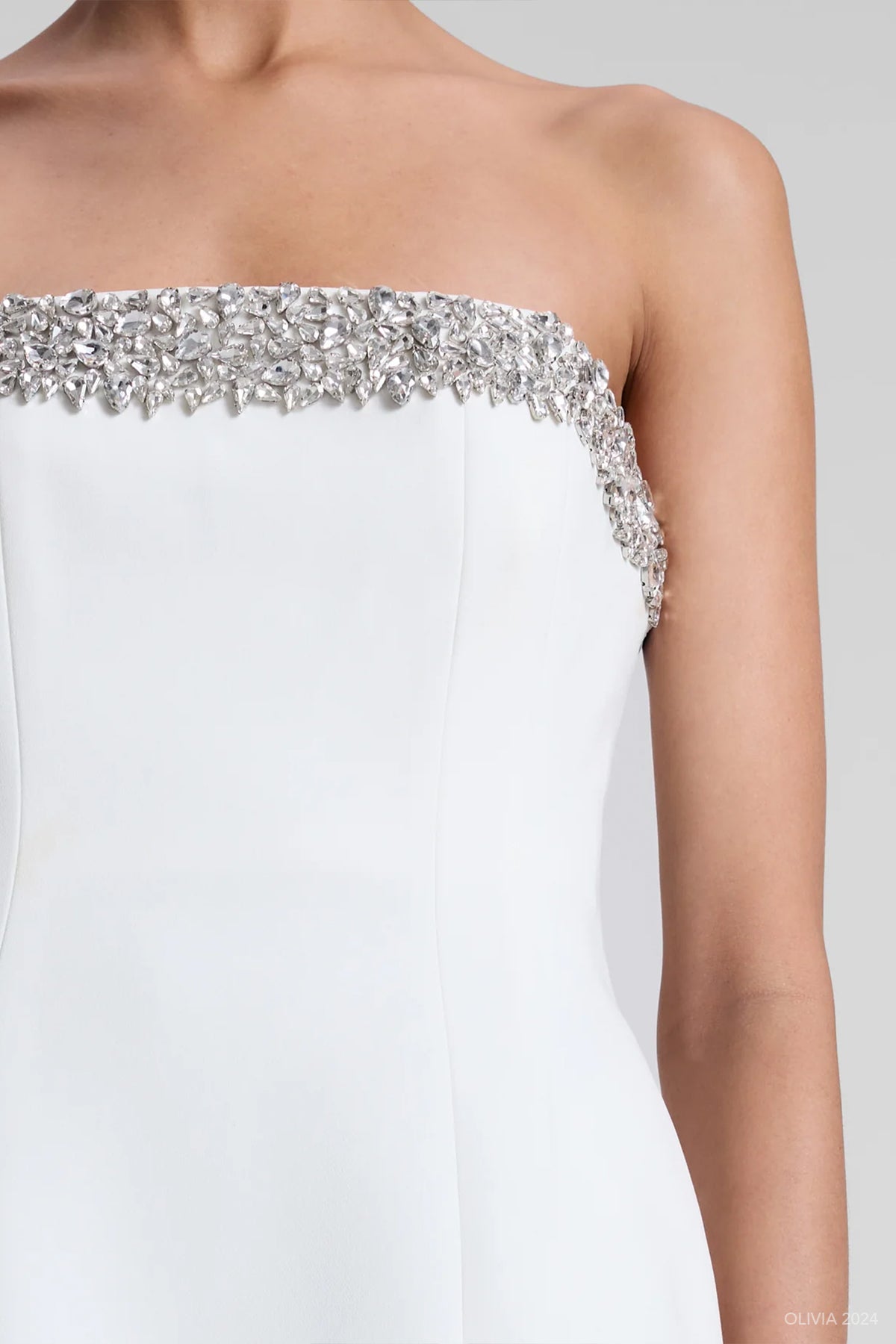 Elsie Strapless Embellished Mini Dress in White - shop - olivia.com