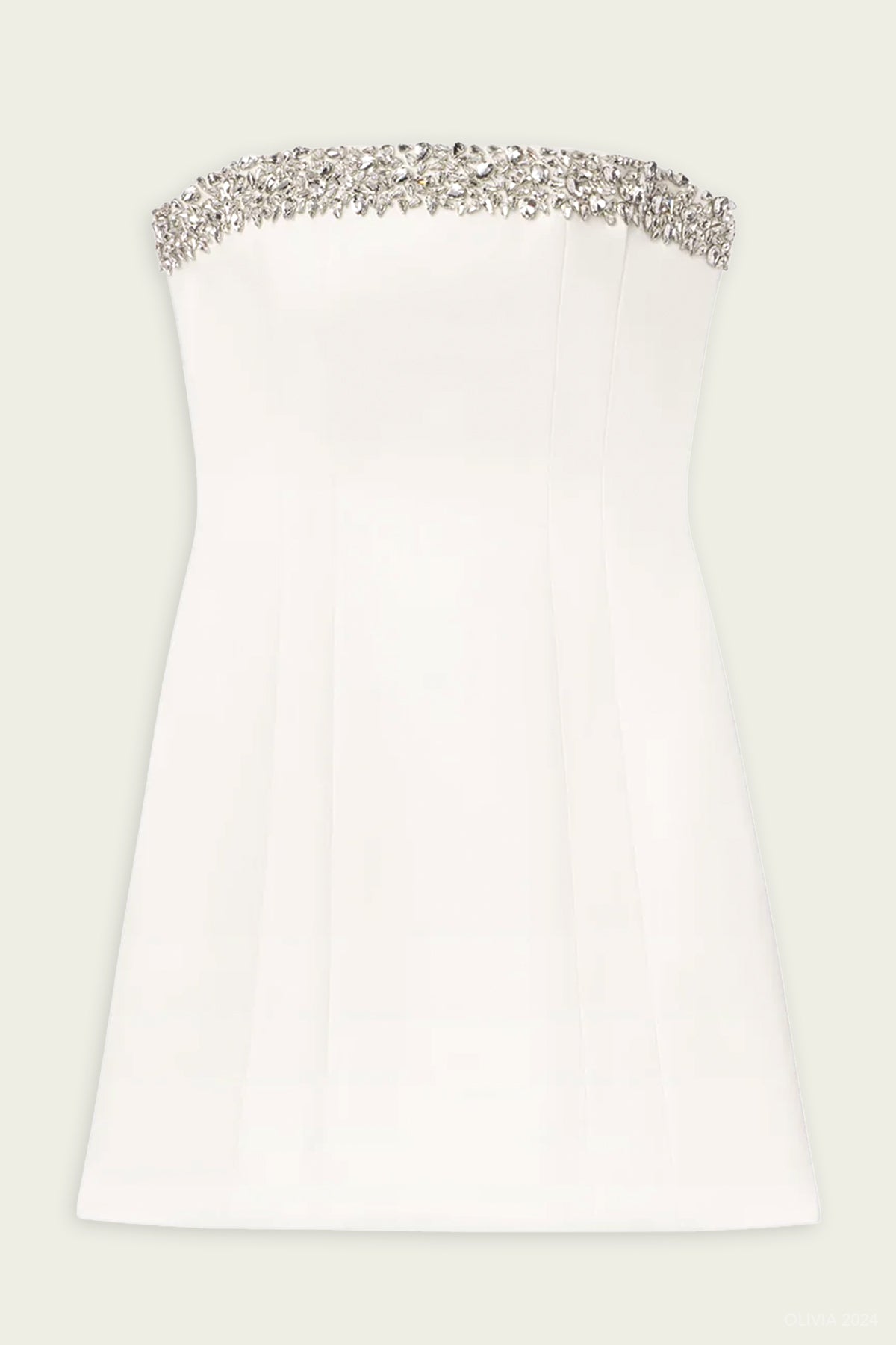 Elsie Strapless Embellished Mini Dress in White - shop - olivia.com