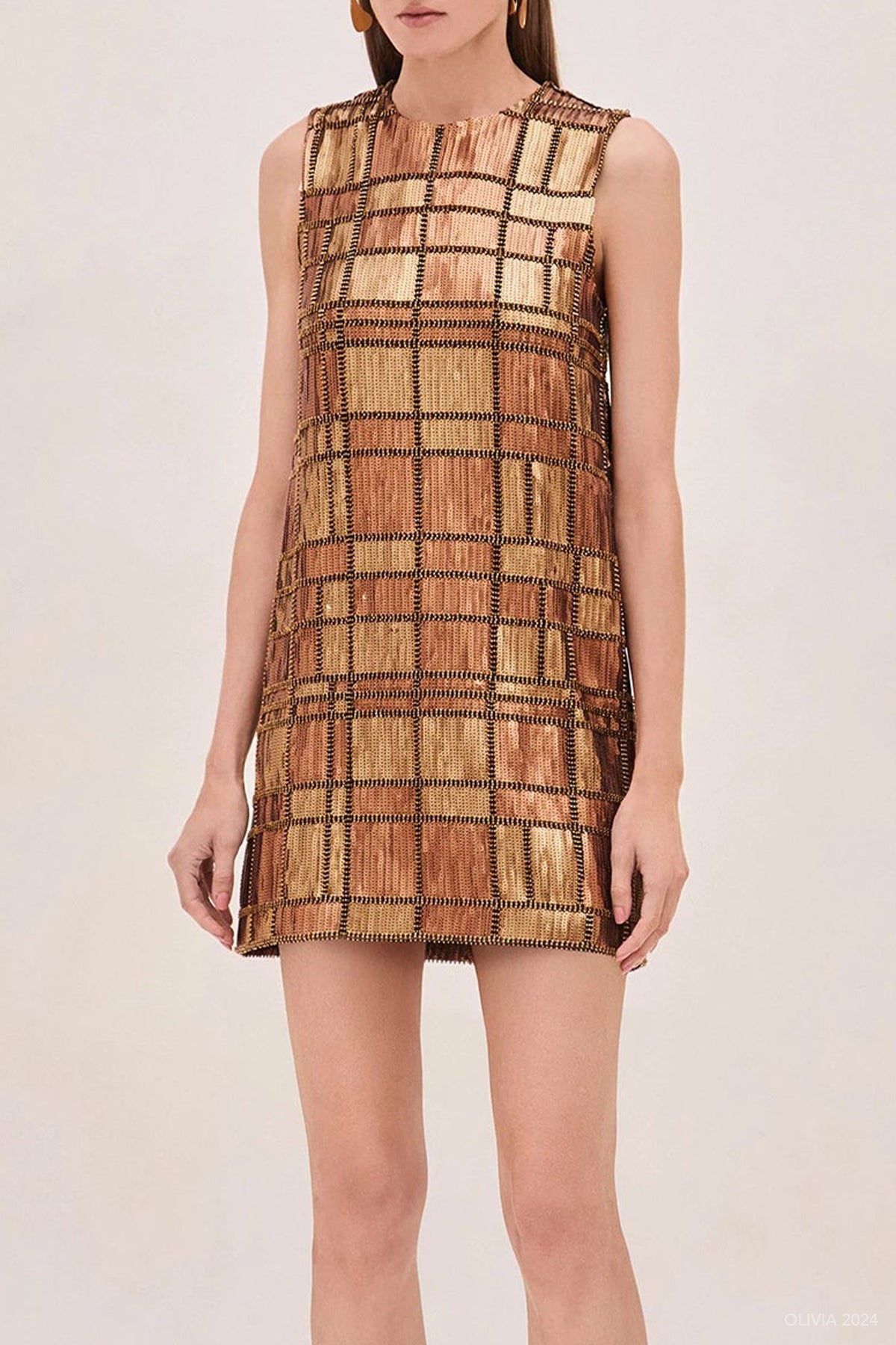 Emani Short Dress in Bronze - shop - olivia.com