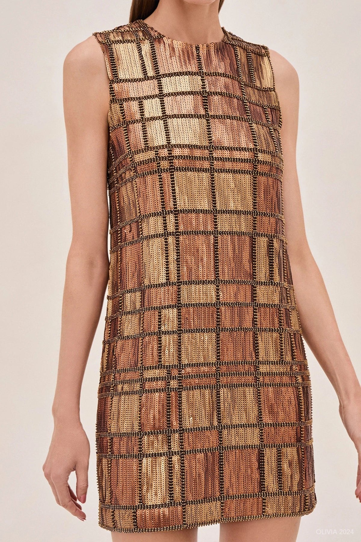 Emani Short Dress in Bronze - shop - olivia.com