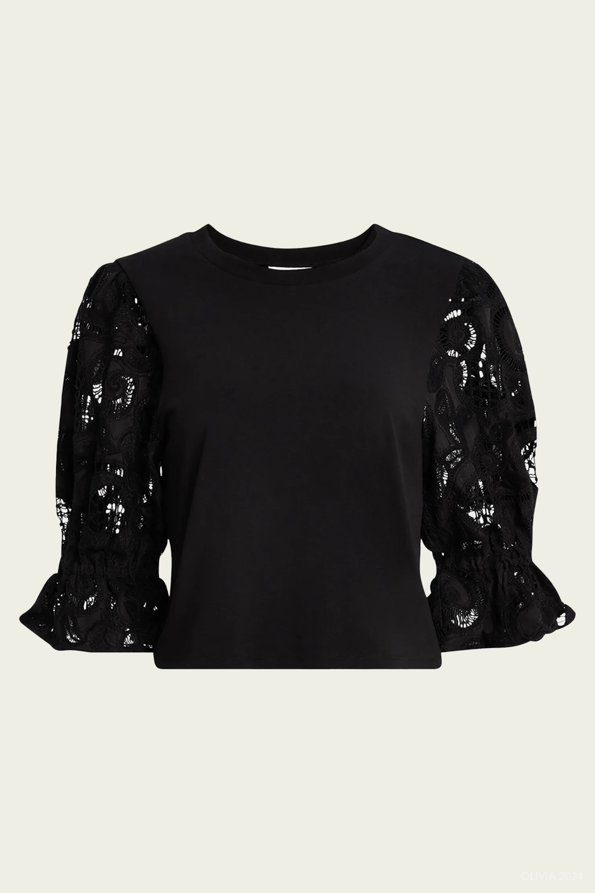 Embroidered Cotton Paisley Carmine Top in Black - shop - olivia.com