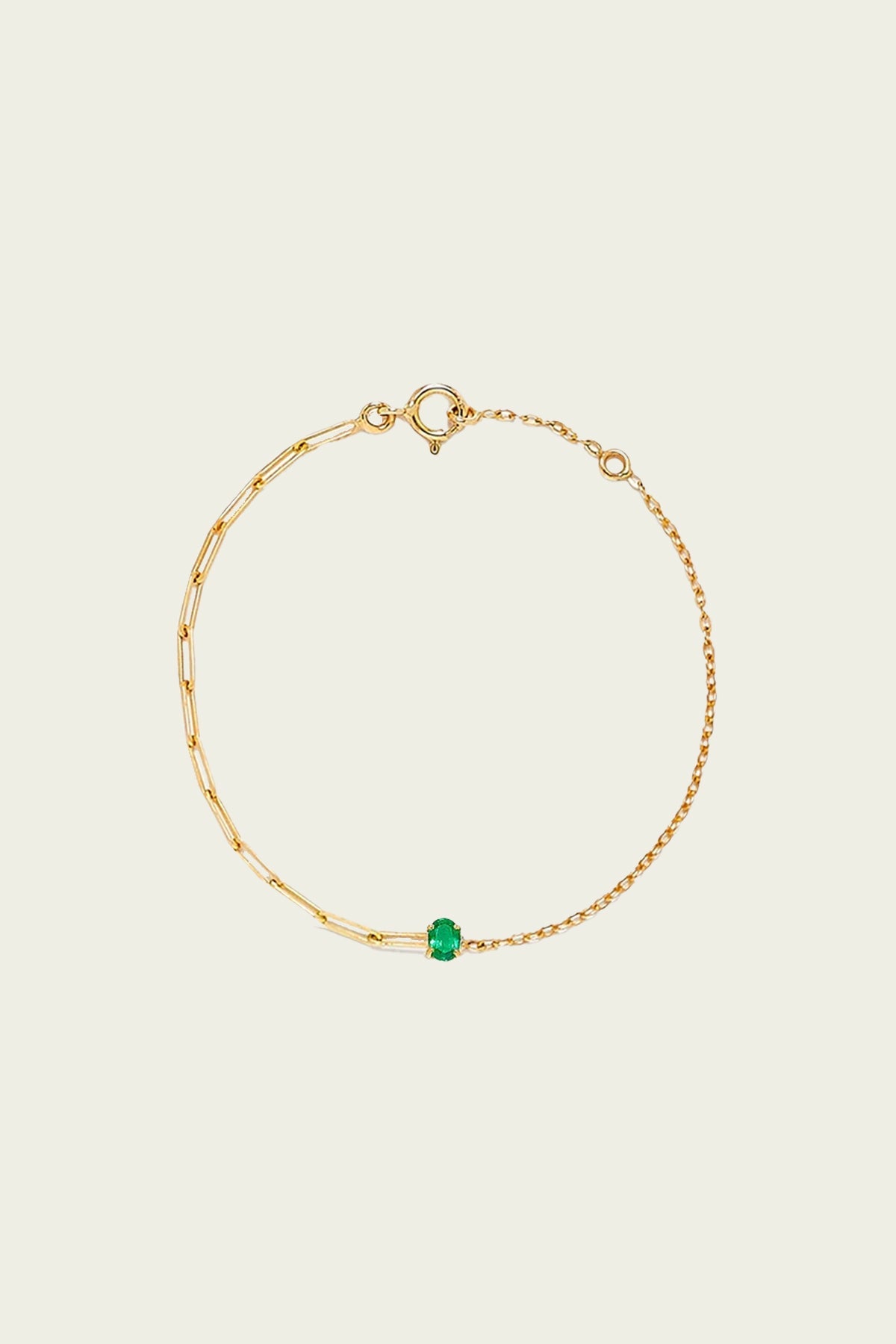 Emerald Solitaire Yellow Gold Bracelet - shop - olivia.com