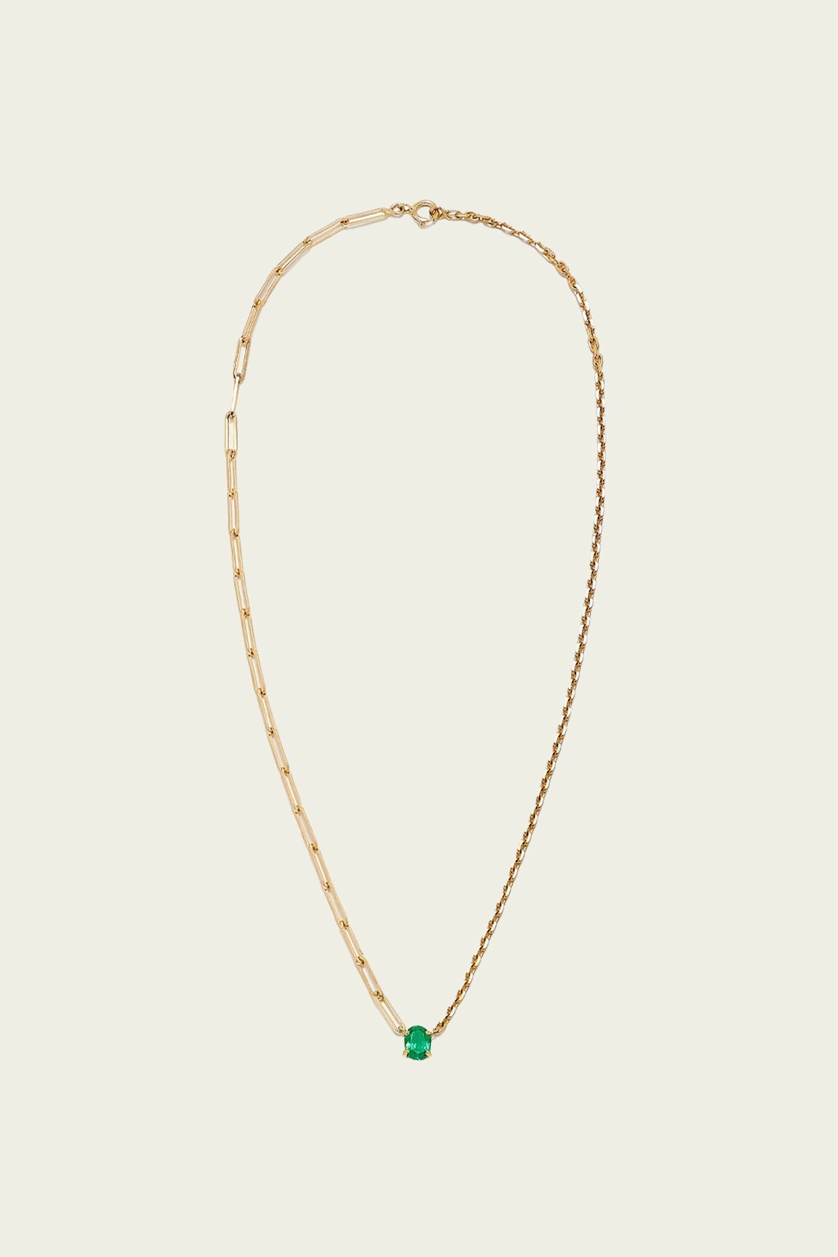 Emerald Solitaire Yellow Gold Necklace - shop - olivia.com