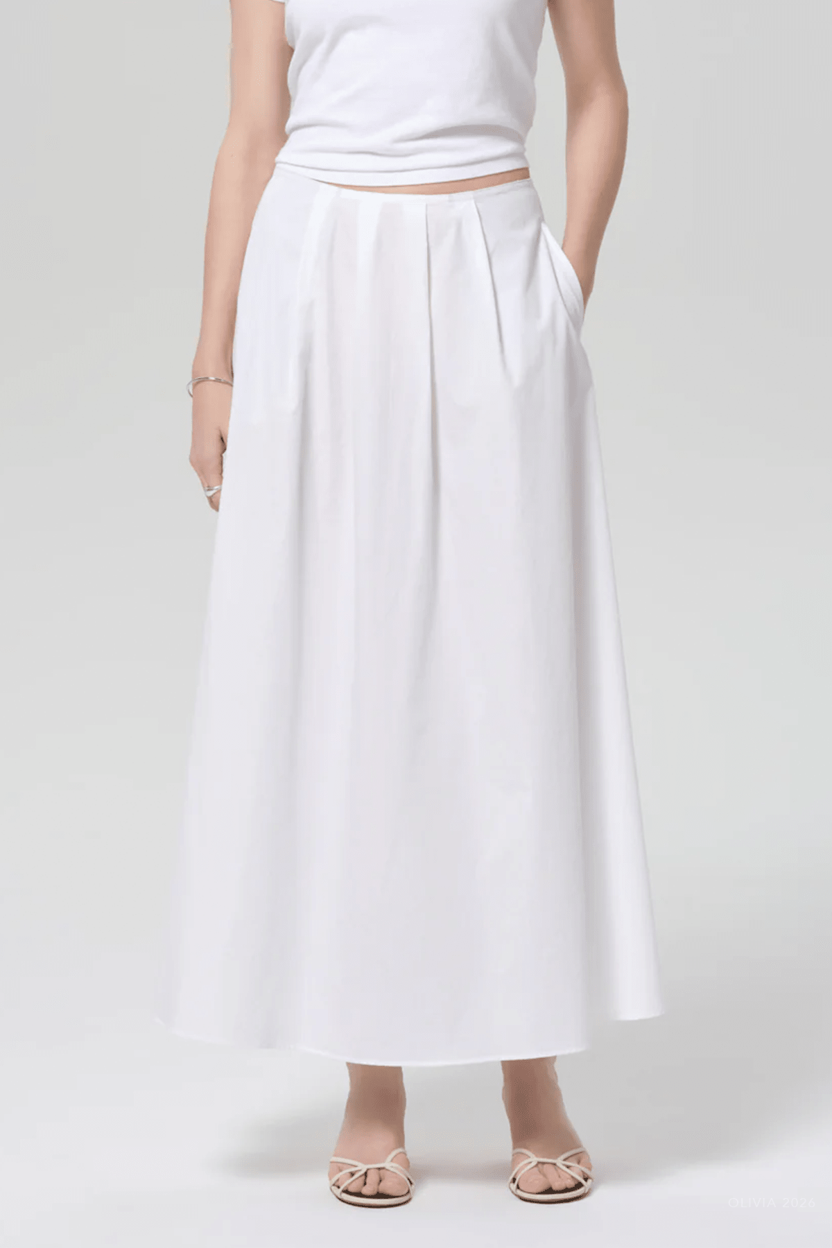 Emi Poplin Skirt in Optic White - shop - olivia.com