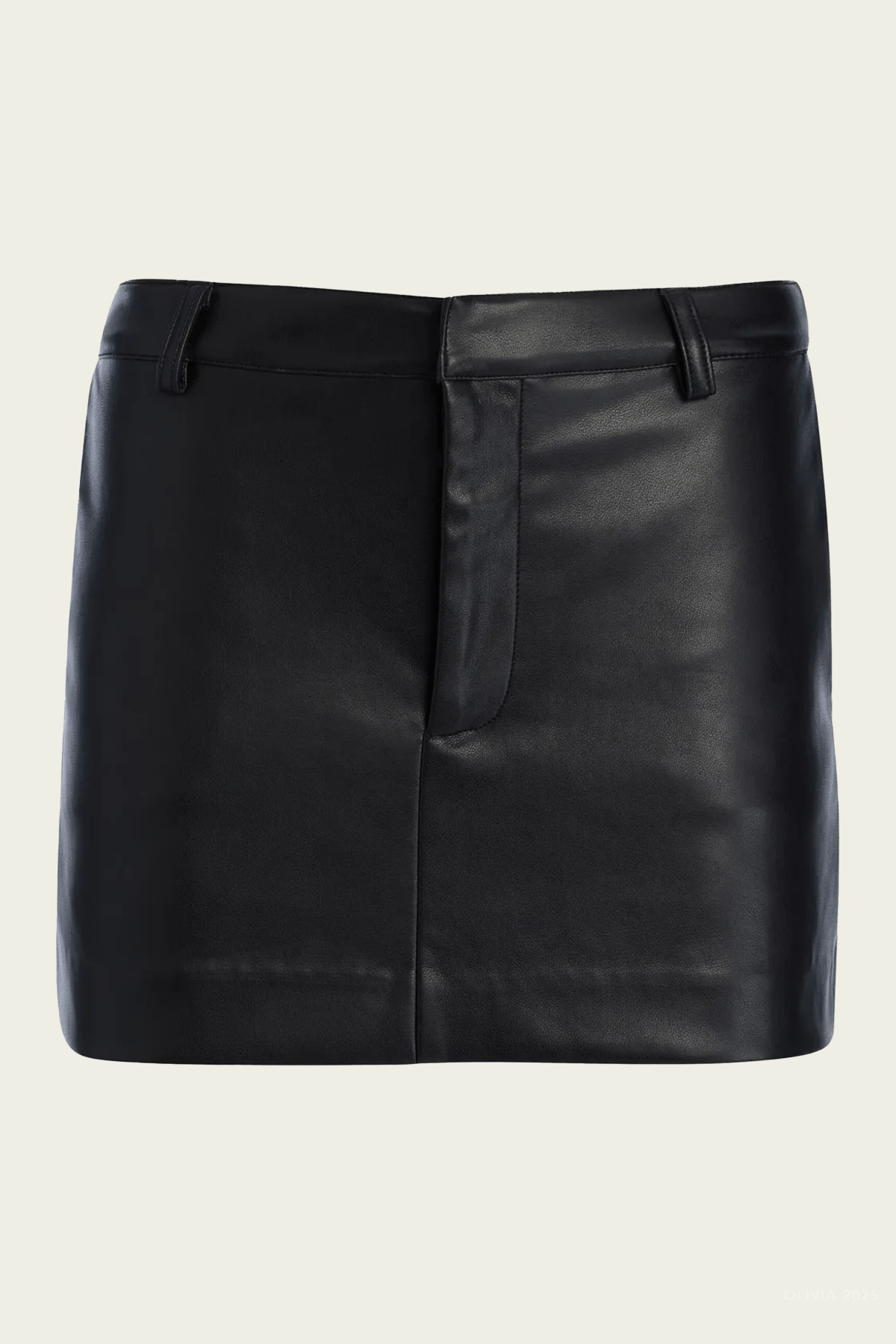 Emilia Vegan Leather Mini Skirt in Black - shop - olivia.com