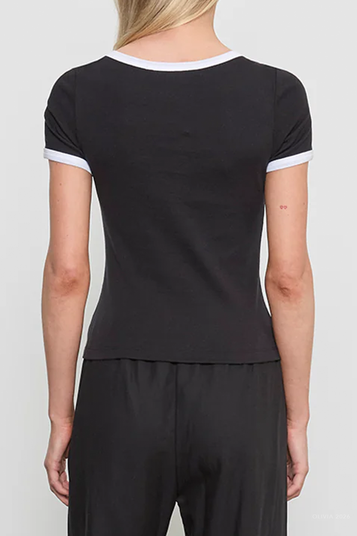 Cotton Ringer Bateau Tee in Black White