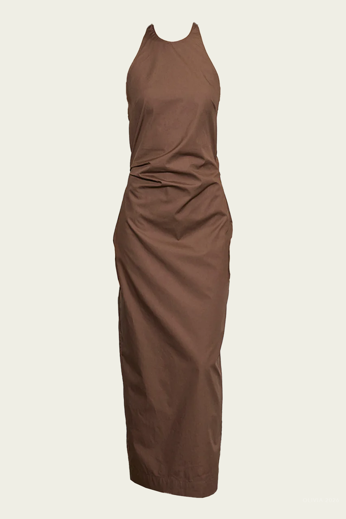 Poplin Halter Dress in Dark Chocolate