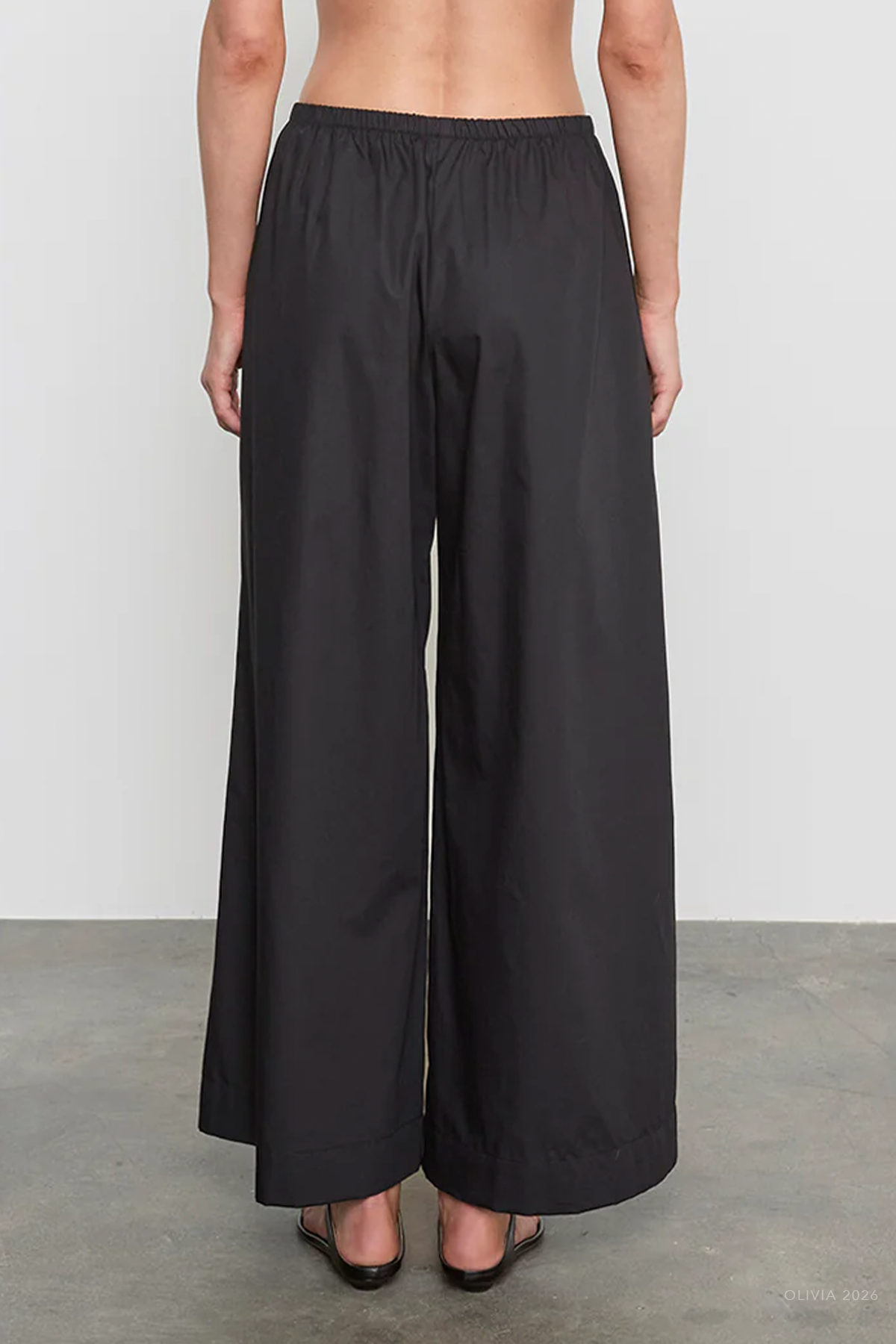 Cotton Cropped Palazzo Pant in Black