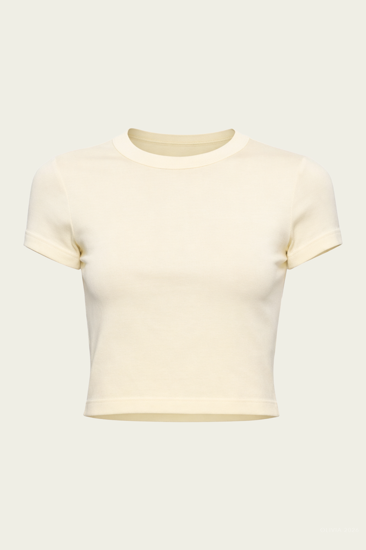 Supima Baby Rib Cropped Tee in Flan