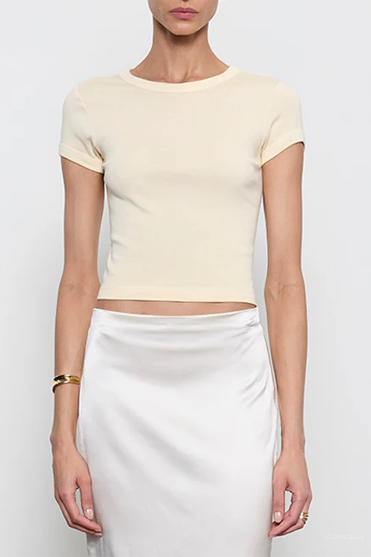 Supima Baby Rib Cropped Tee in Flan