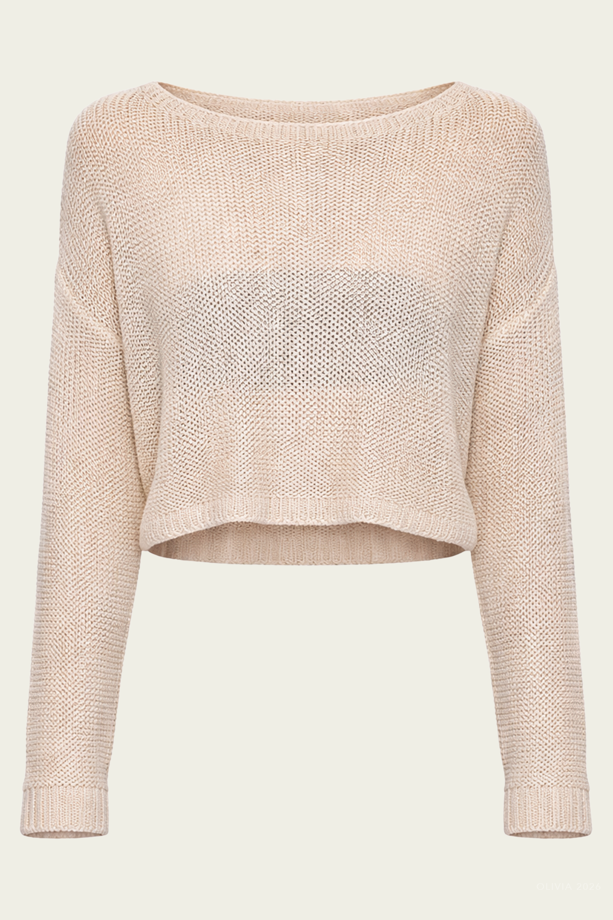 Linen Open Knit Bateau Sweater in Pearl Grey