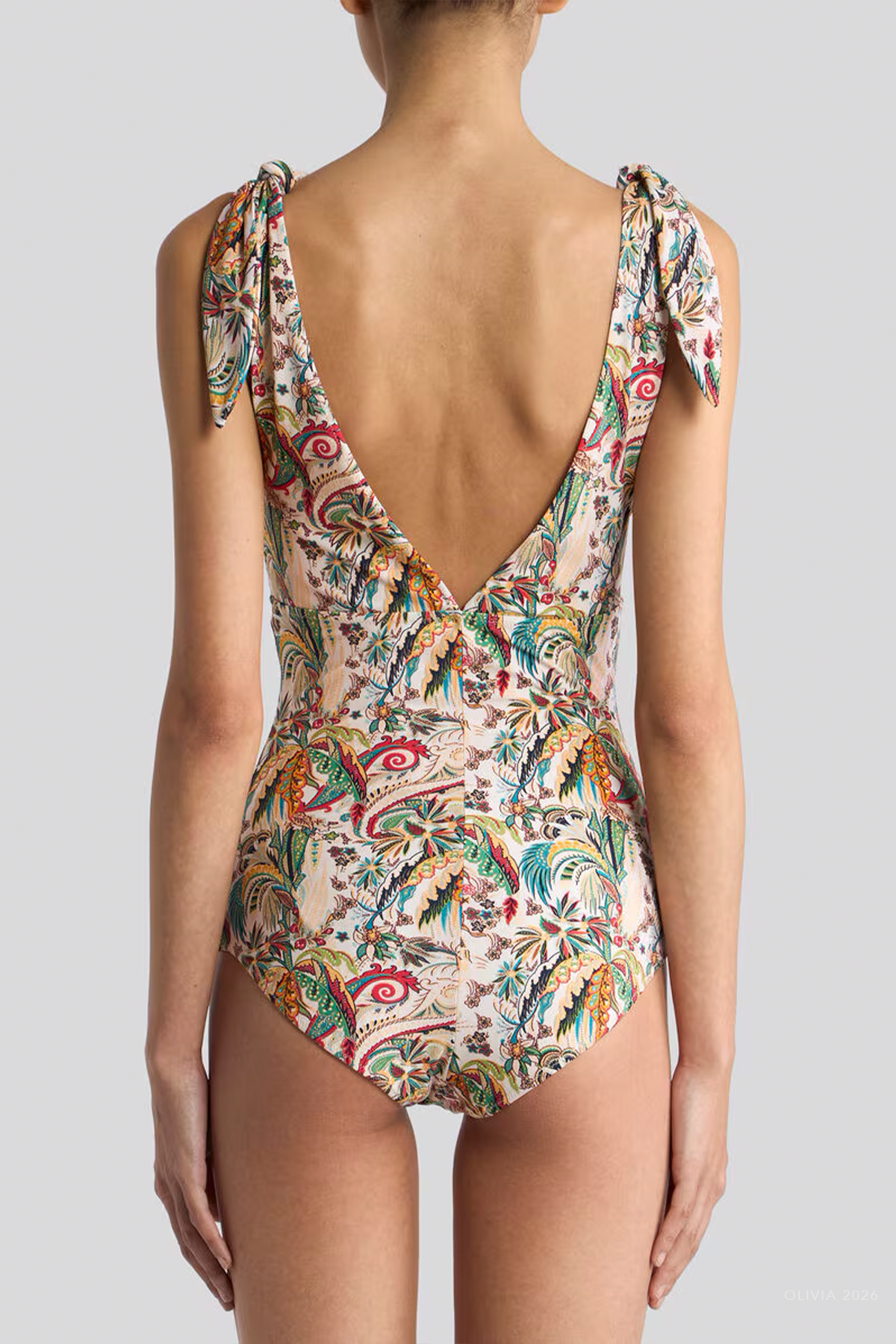 Paisley Foliage Motif One-Piece Swimsuit