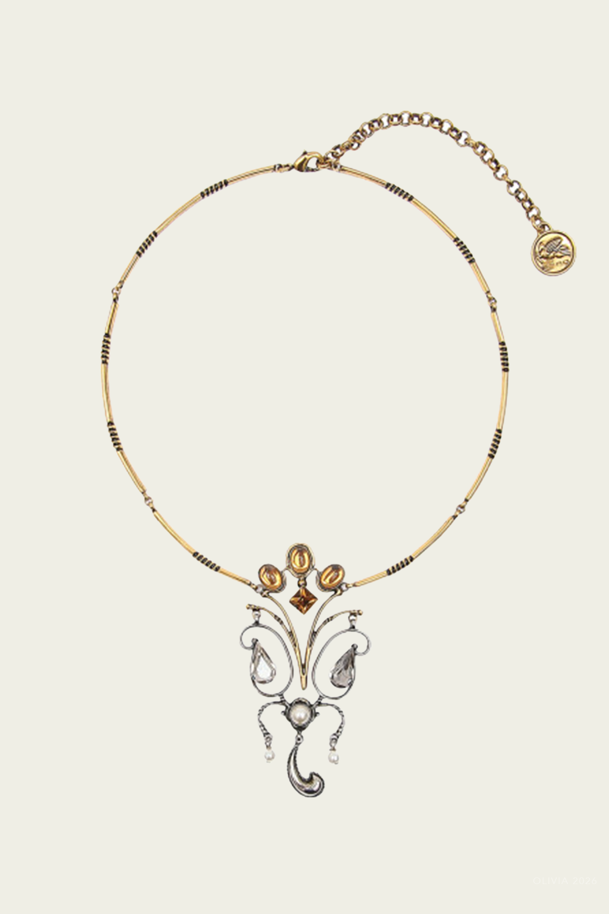 Art Nouveau Necklace in Antique Gold
