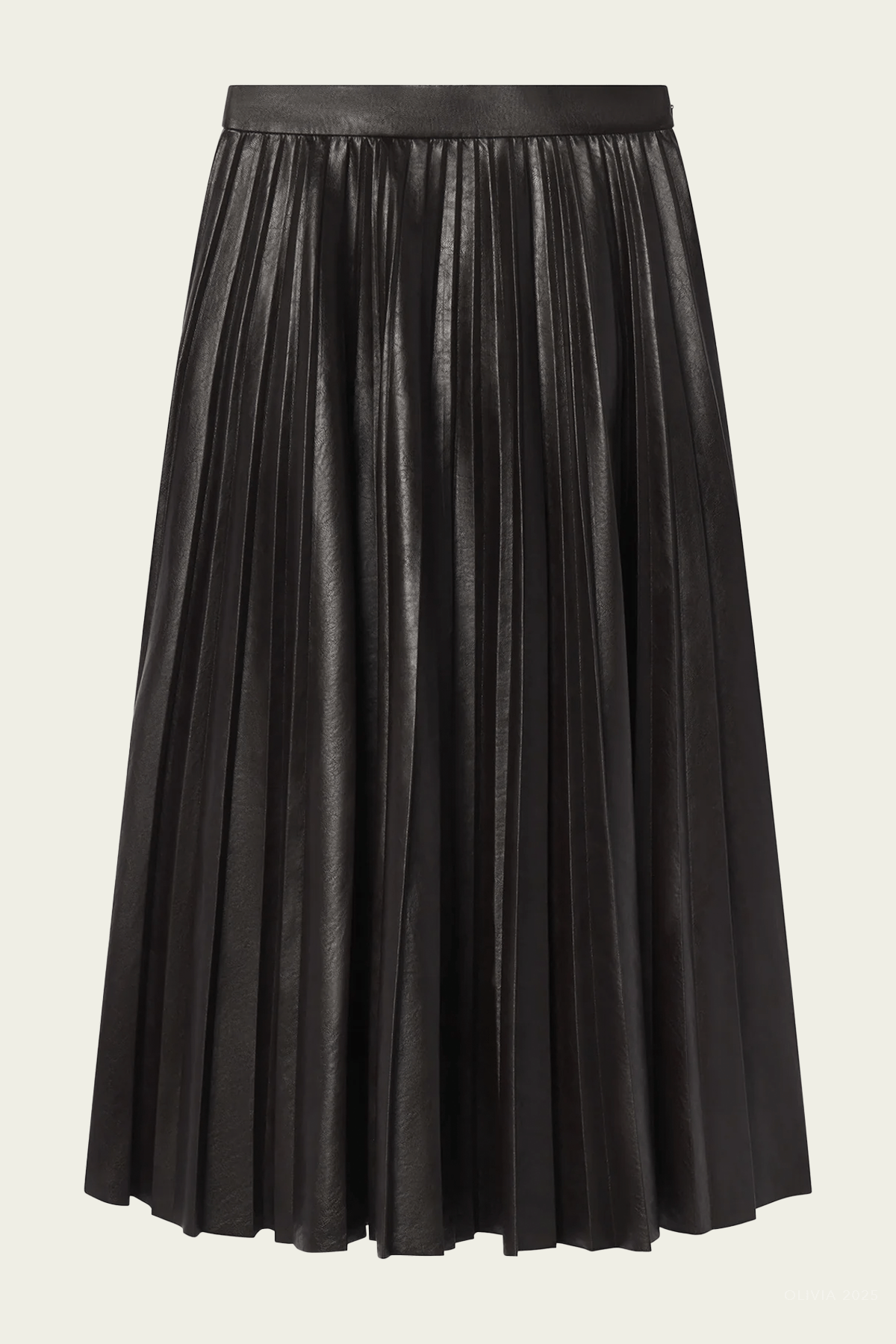 Etta Vegan Leather Midi Skirt in Deepest Brown - shop - olivia.com