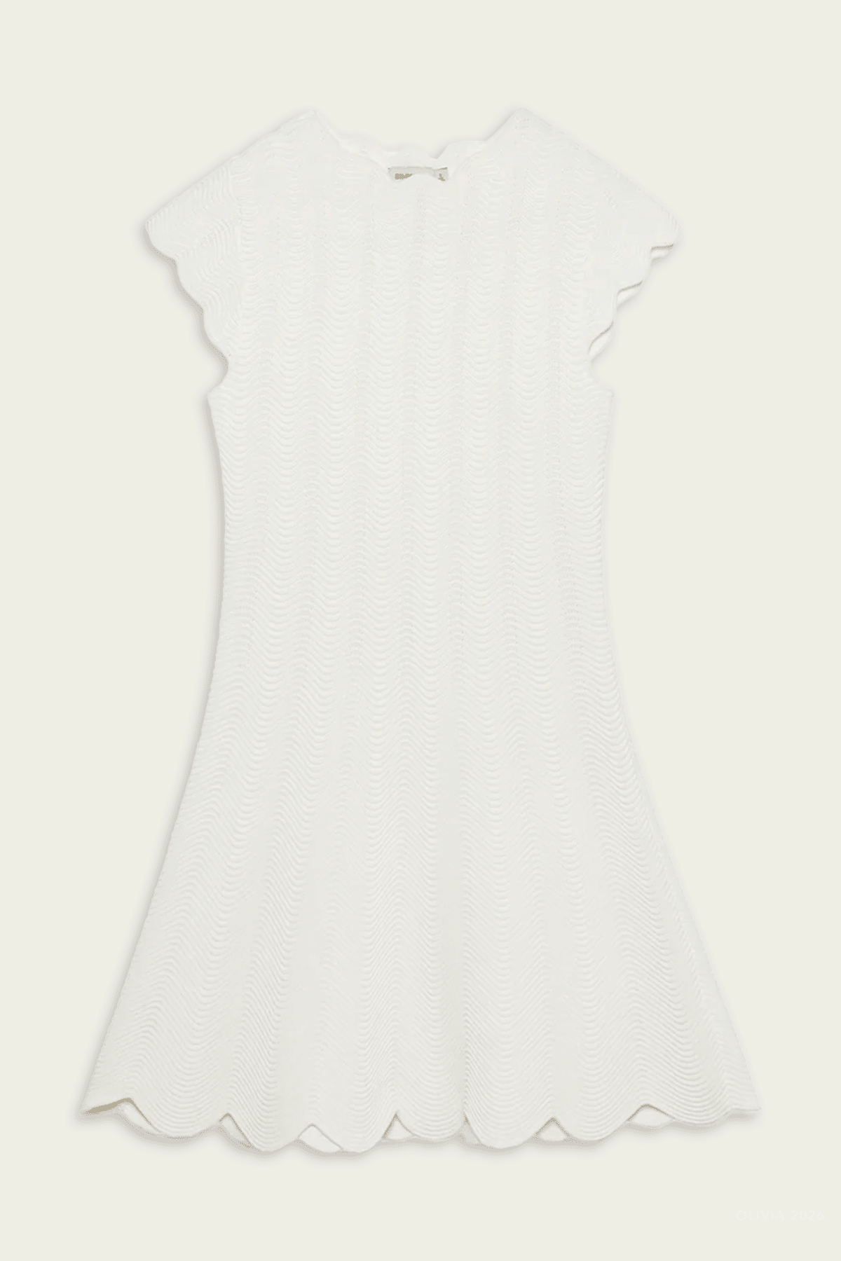 Evalynn Wavy Knit Mini Dress in Ivory - shop-olivia.com