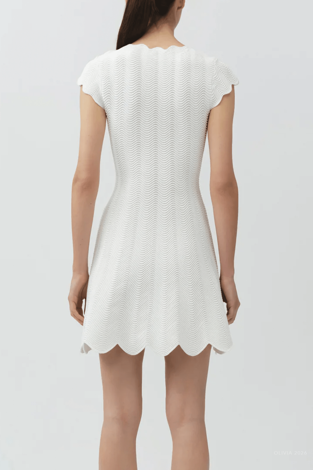 Evalynn Wavy Knit Mini Dress in Ivory - shop-olivia.com