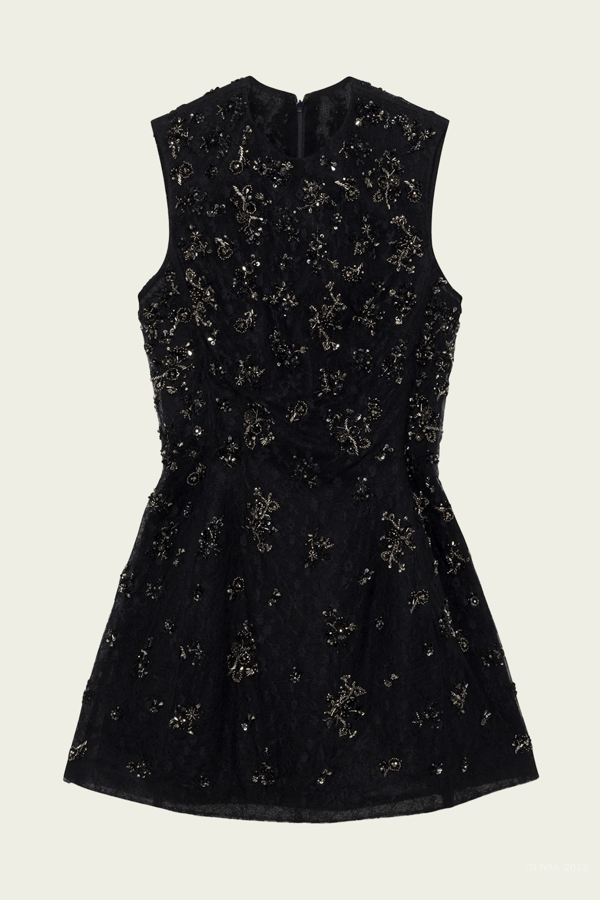 Evelina Embellished Lace Mini Dress in Black - shop - olivia.com