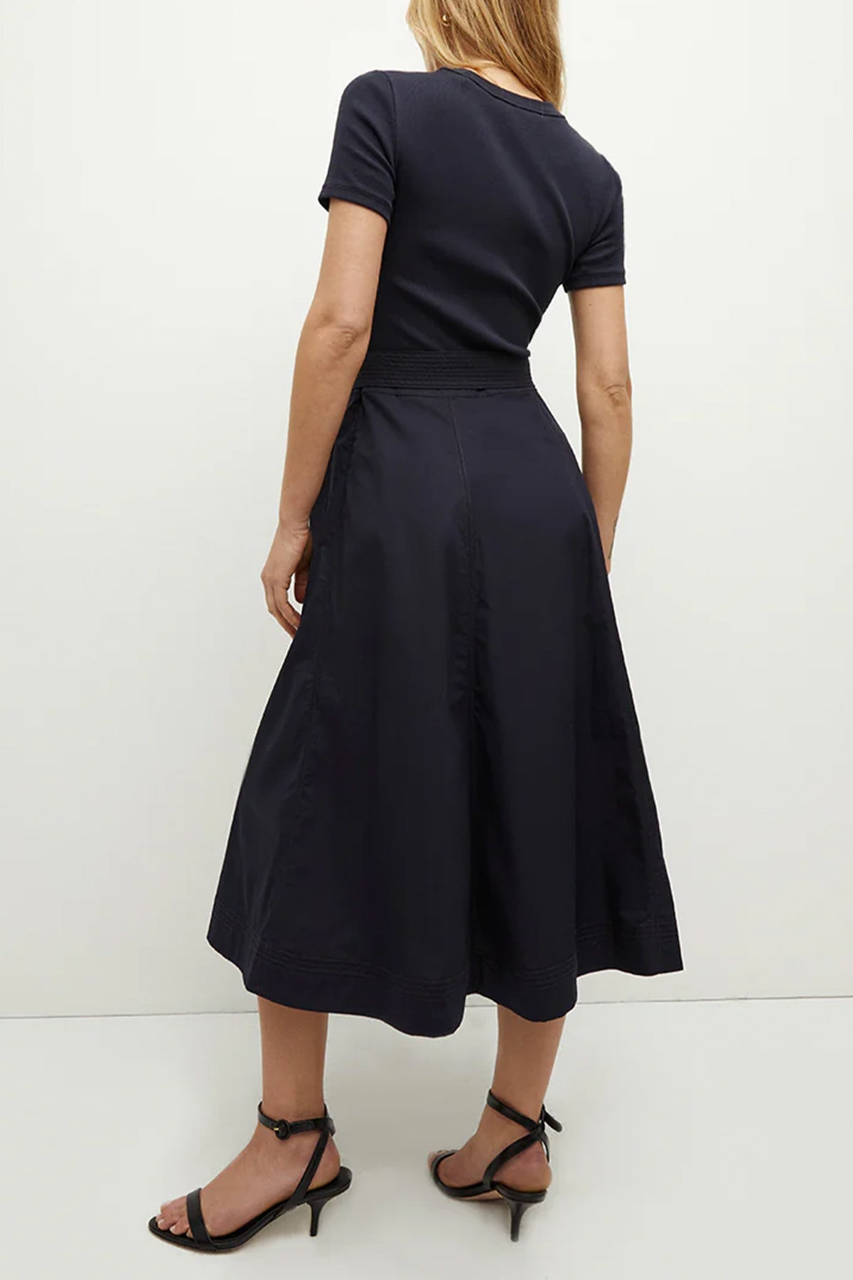 Facia Mixed - Media Dress in Navy - shop - olivia.com