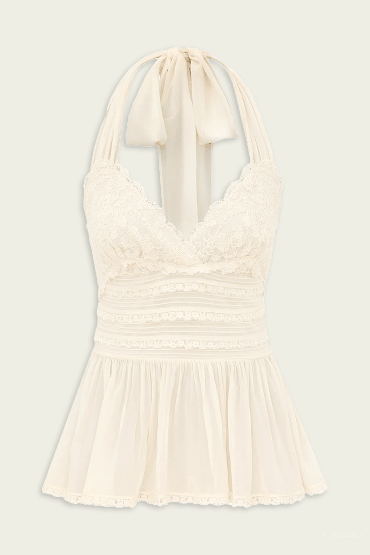 Fairlight Lace Halter Top in Cream - shop-olivia.com