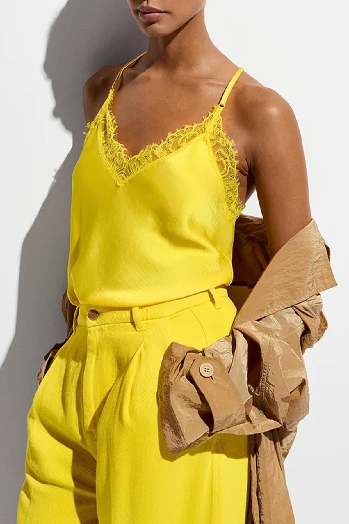 Fang Lace - Trimmed Camisole in Yellow - shop - olivia.com