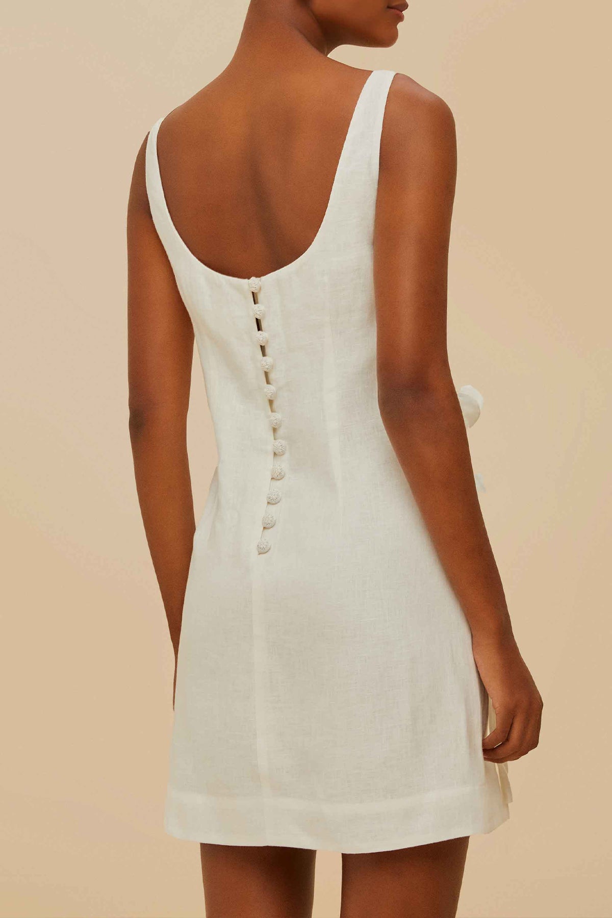 Off-White Sleeveless Linen Mini Dress