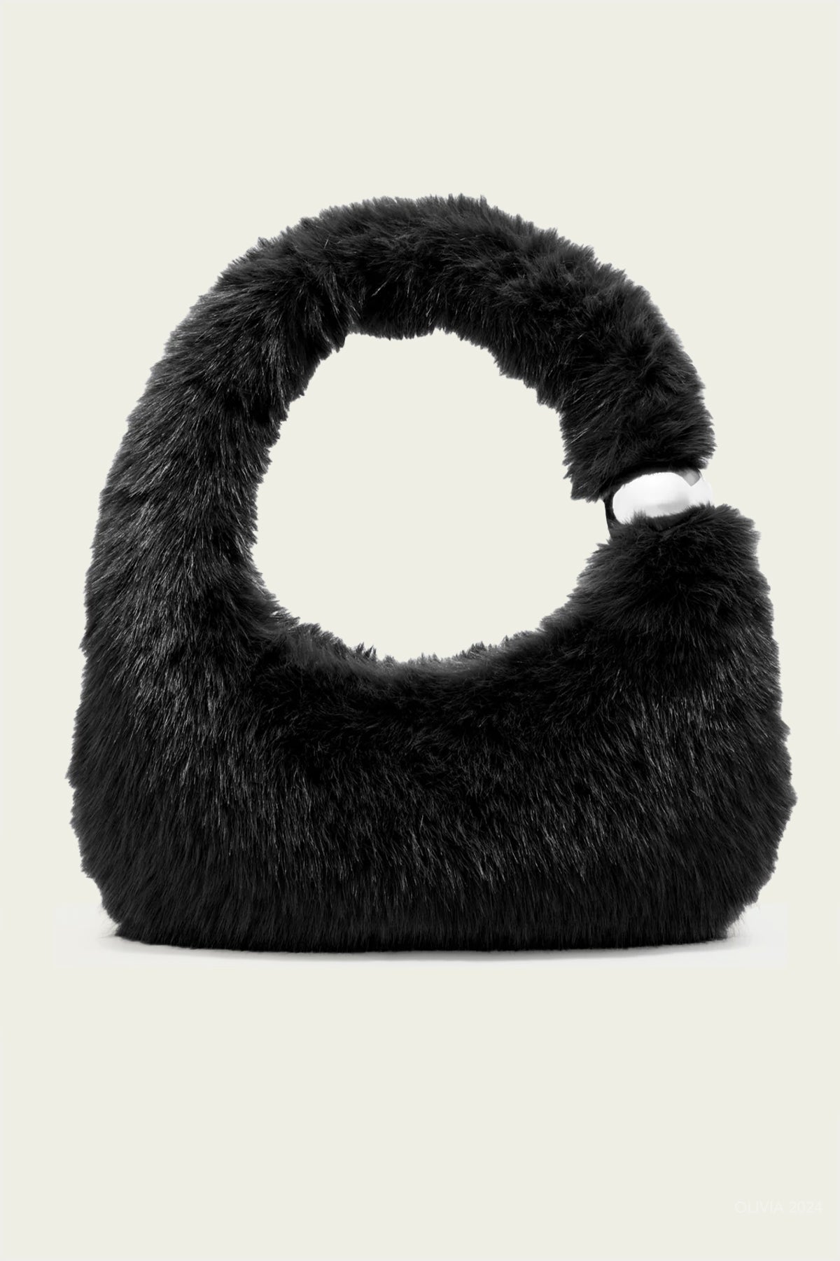 Faux Fur Figures Bag in Black - shop - olivia.com