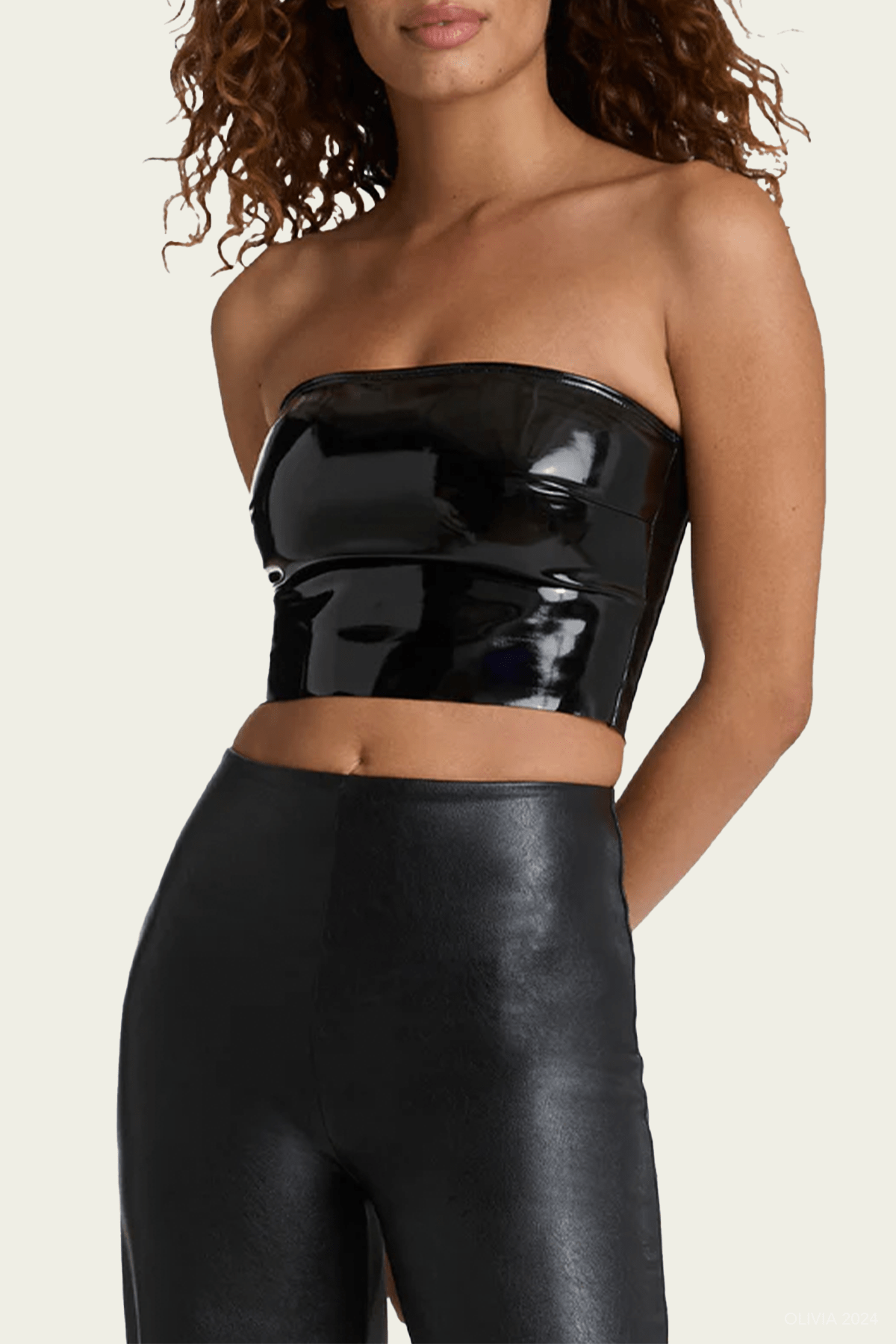 Faux Leather Tube Top in Black - shop - olivia.com