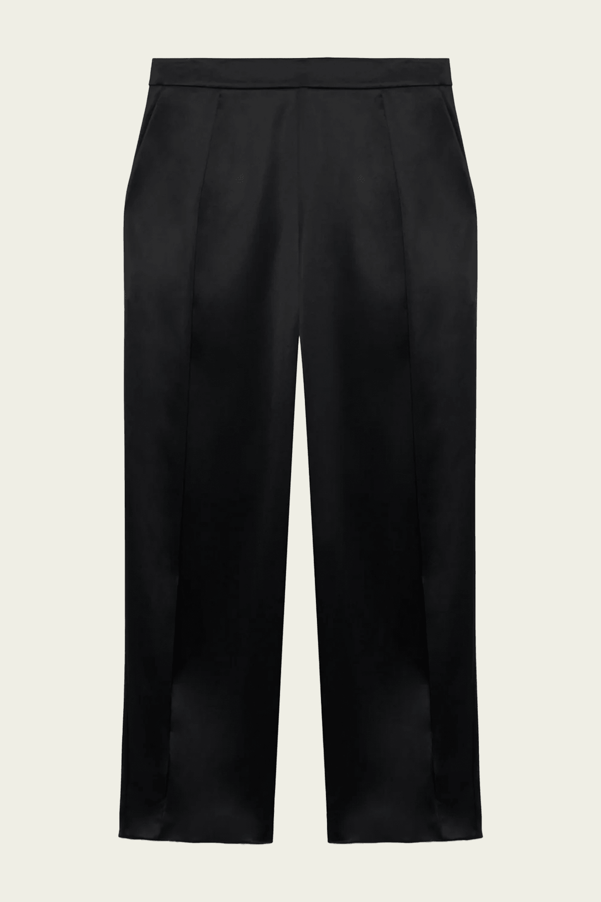 Faye Satin Side Slit Pant in Black - shop-olivia.com