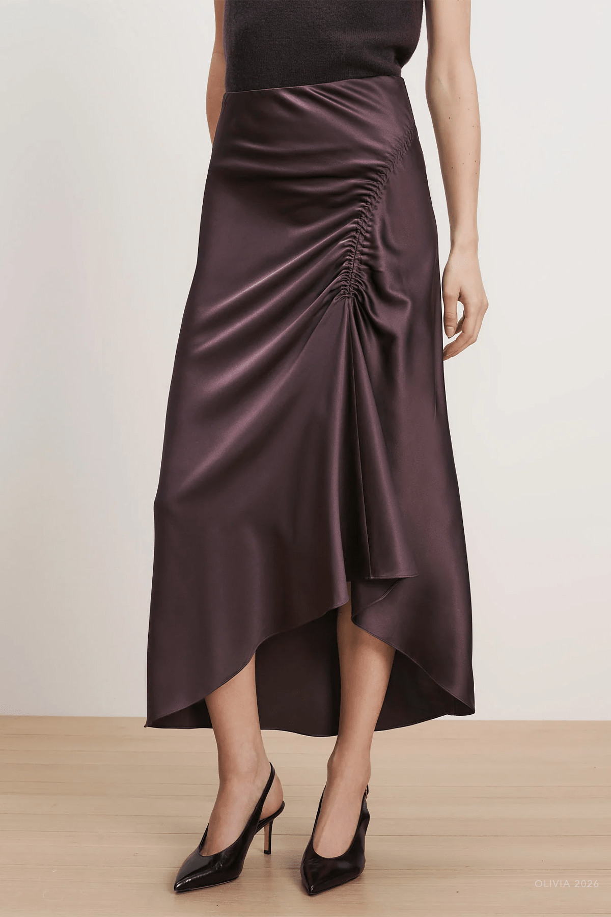 Felecia Midi Skirt in Dark Eggplant - shop-olivia.com