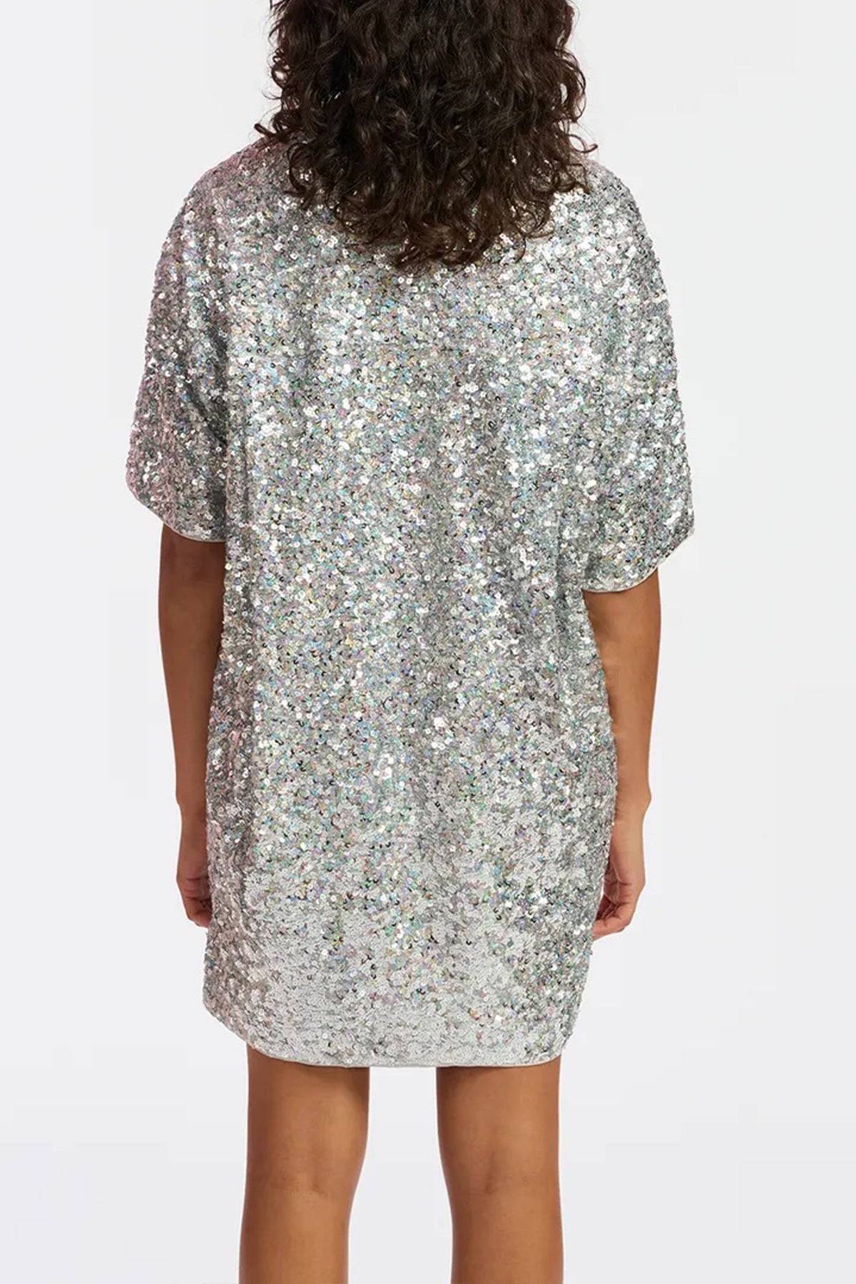 Felt Sequin - Embellished Mini Dress in Silver - shop - olivia.com