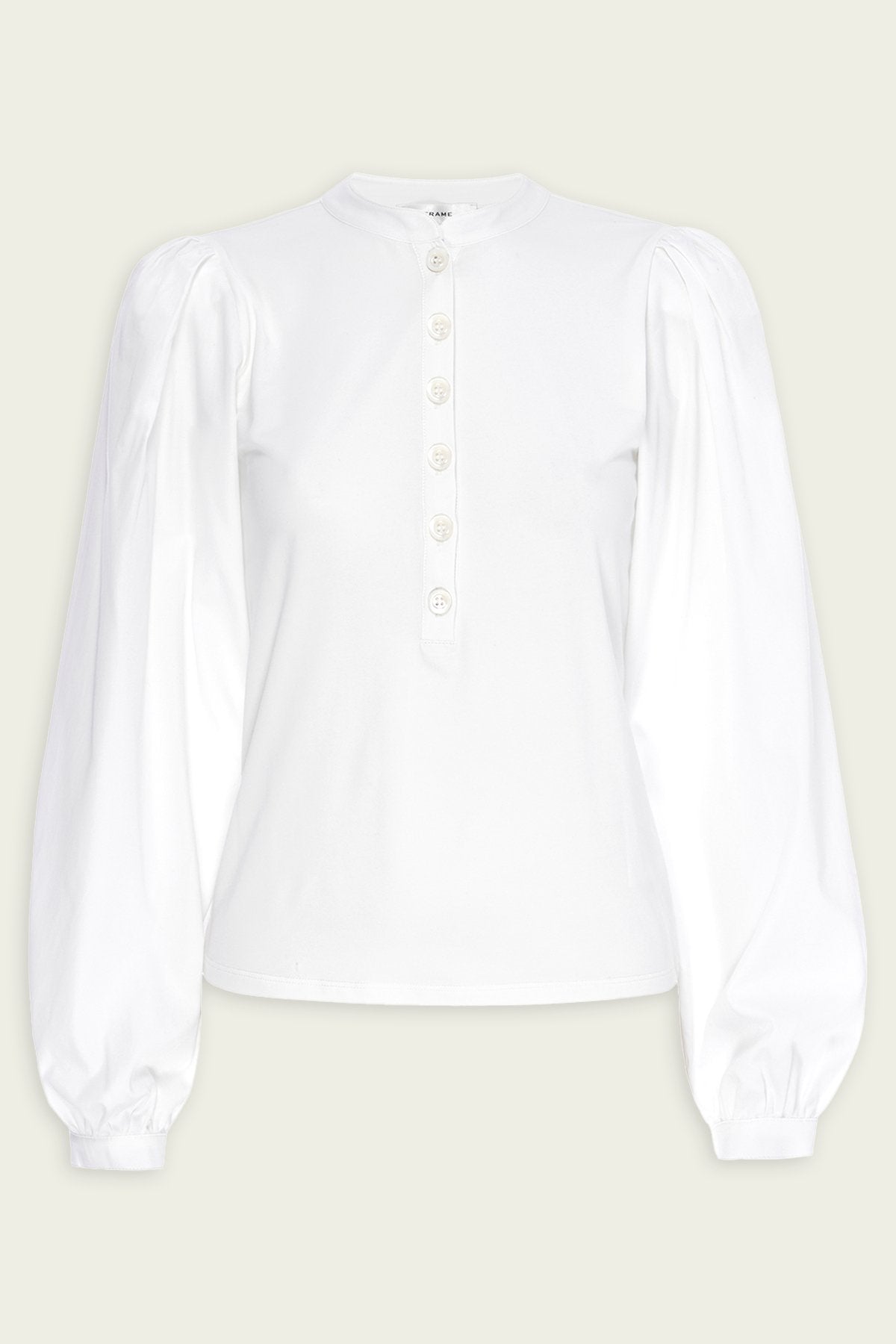 Femme Puff Sleeve Henley in White - shop - olivia.com