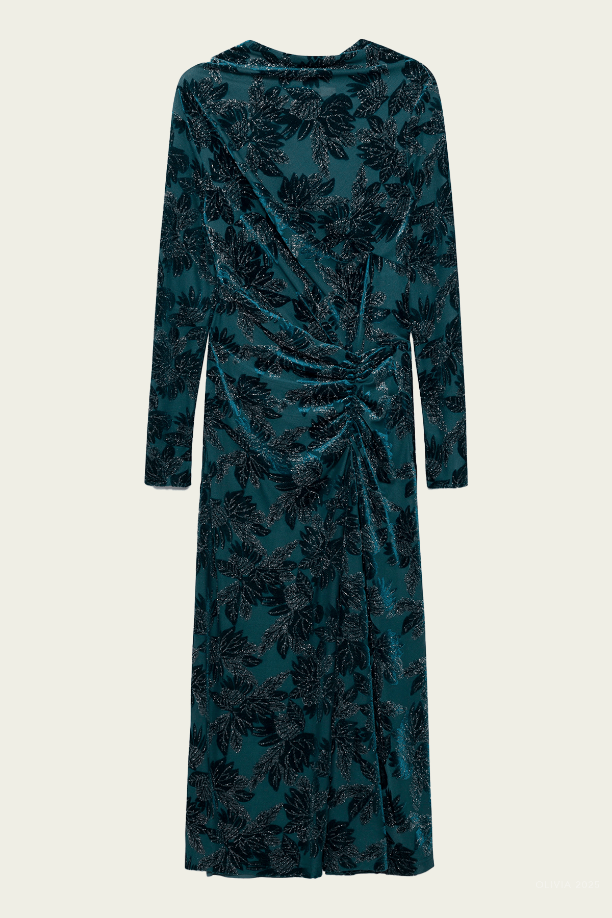 Ferrera Floral Velvet Midi Dress in Petrol - shop - olivia.com
