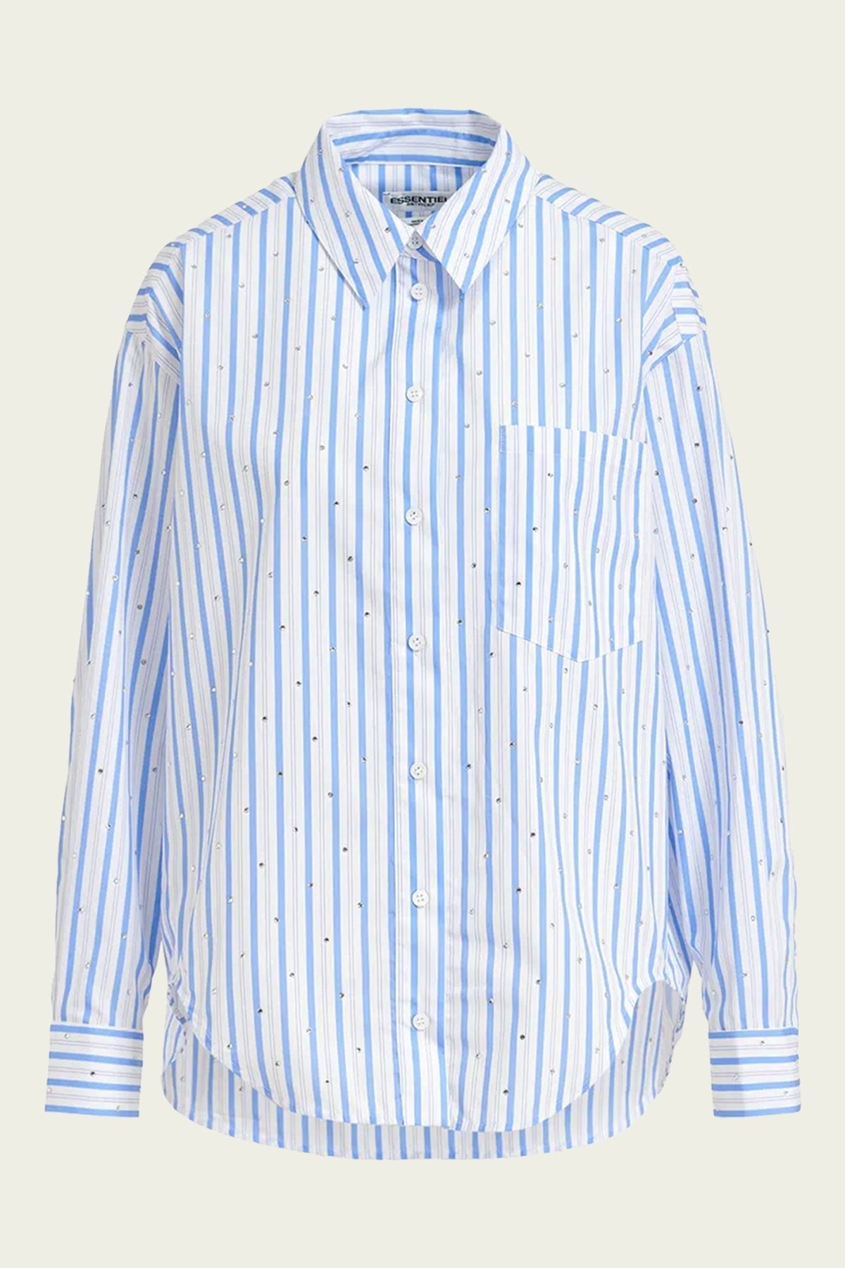 Fevertree Cotton Embellished Shirt in White Blue Striped - shop - olivia.com