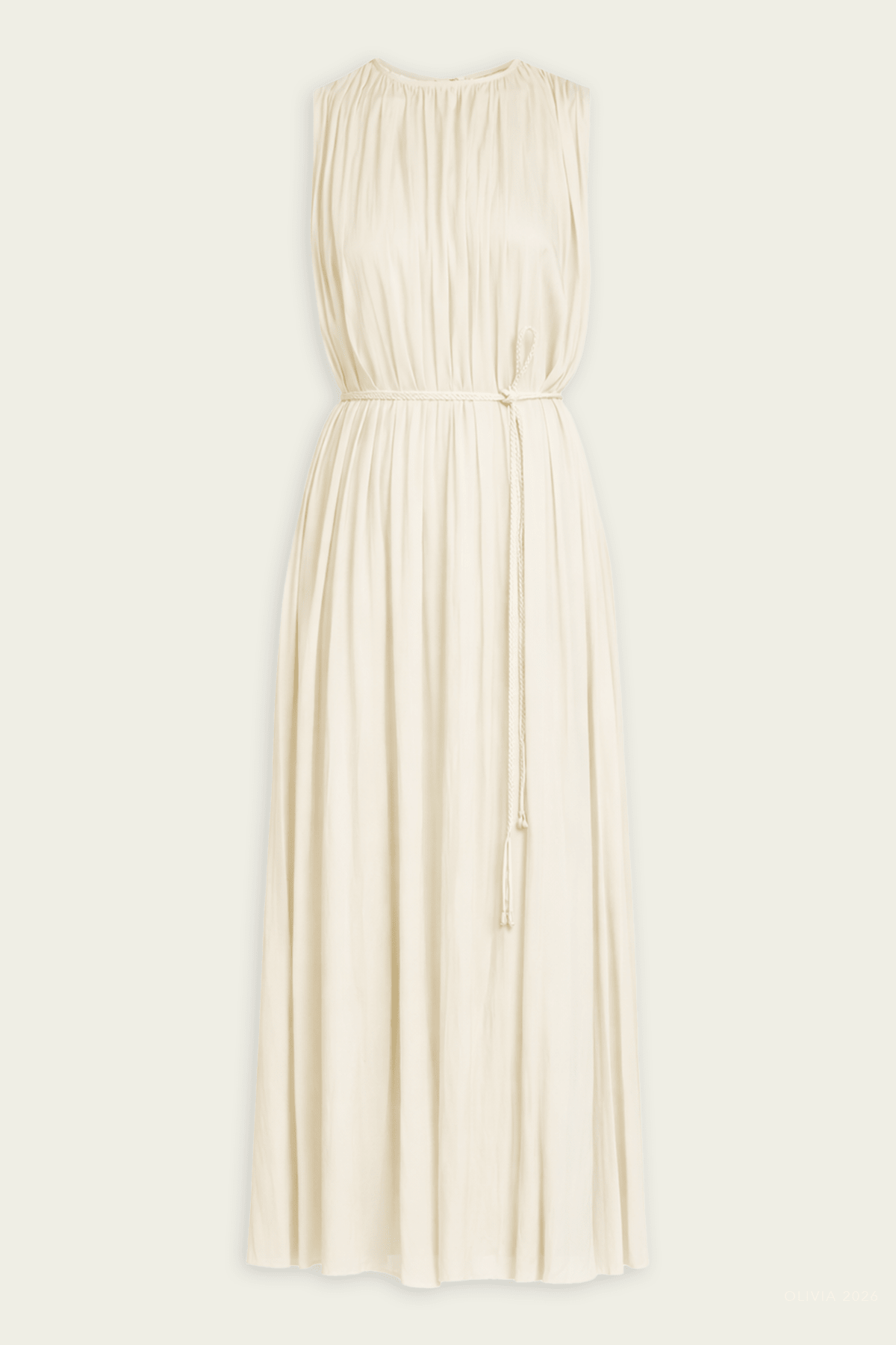 Fianna Pleated Sleeveless Midi Dress in Cowrie - shop - olivia.com