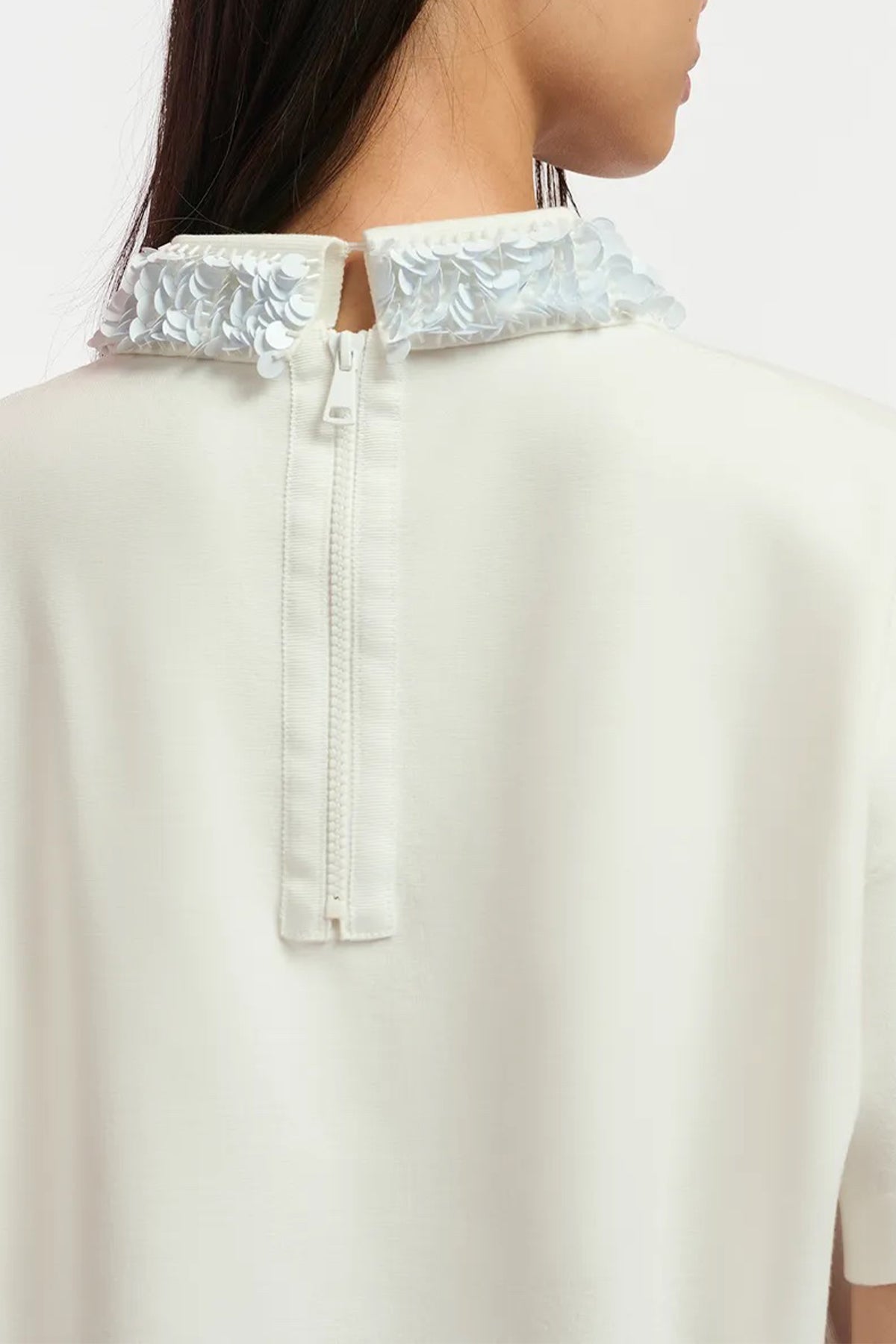 Filano Sequin - Embellished Collar in Off - White - shop - olivia.com