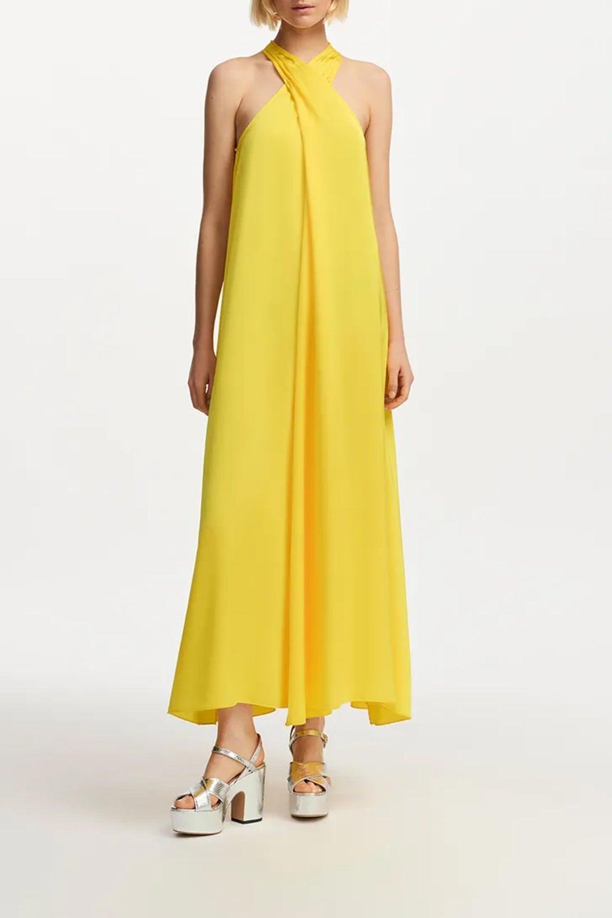 Finch Halter - Neck Maxi Dress in Yellow - shop - olivia.com