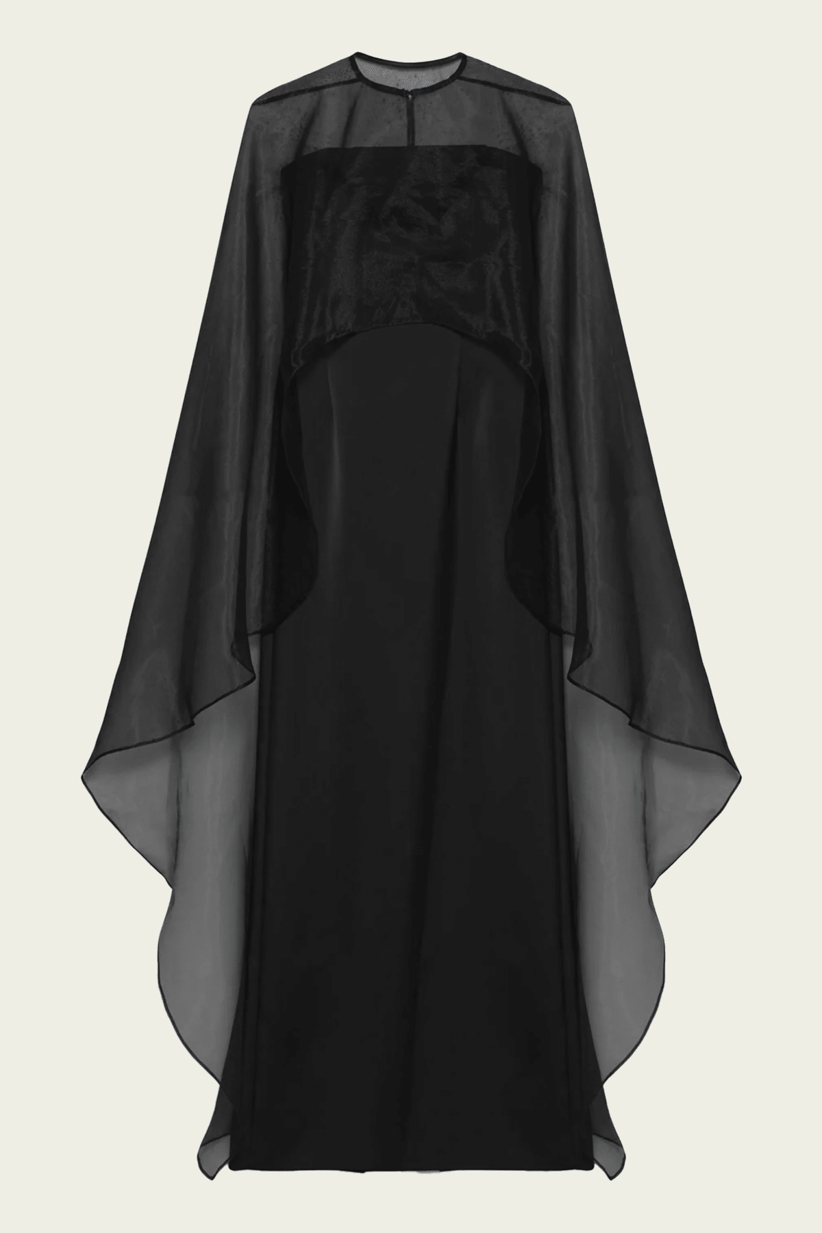 Fiora Organza Cape Gown in Black - shop-olivia.com