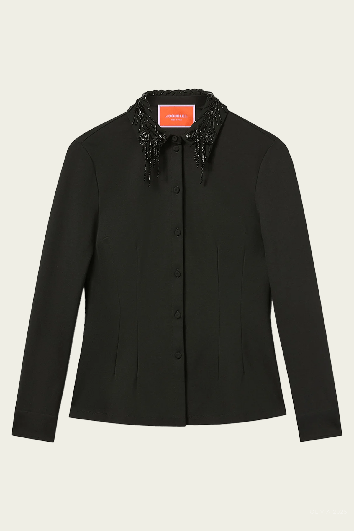 Fitted Shirt in Solid Black - shop - olivia.com