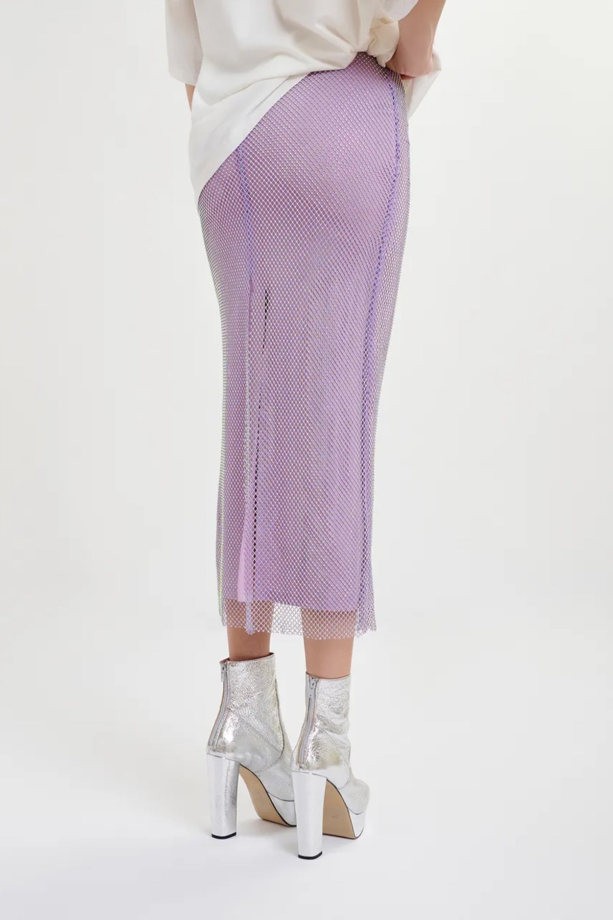 Flaminglips Rhinestone - Embellished Midi Skirt in Lilac - shop - olivia.com